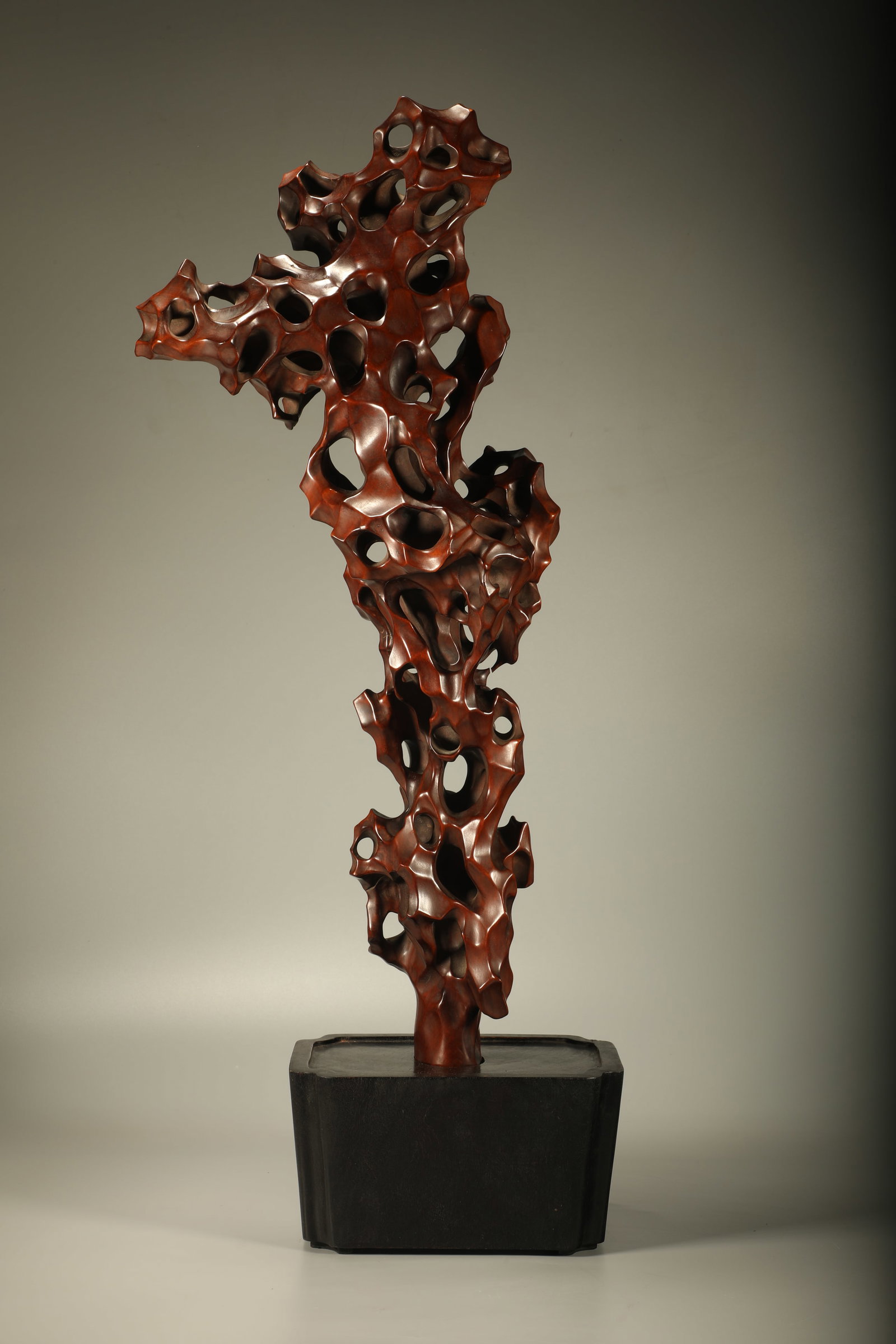 Boxwood Carved Taihu Stone Shape Figure: Boxwood Carved Taihu Stone Shape Figure (70 x 20.5 x 13.5cm)