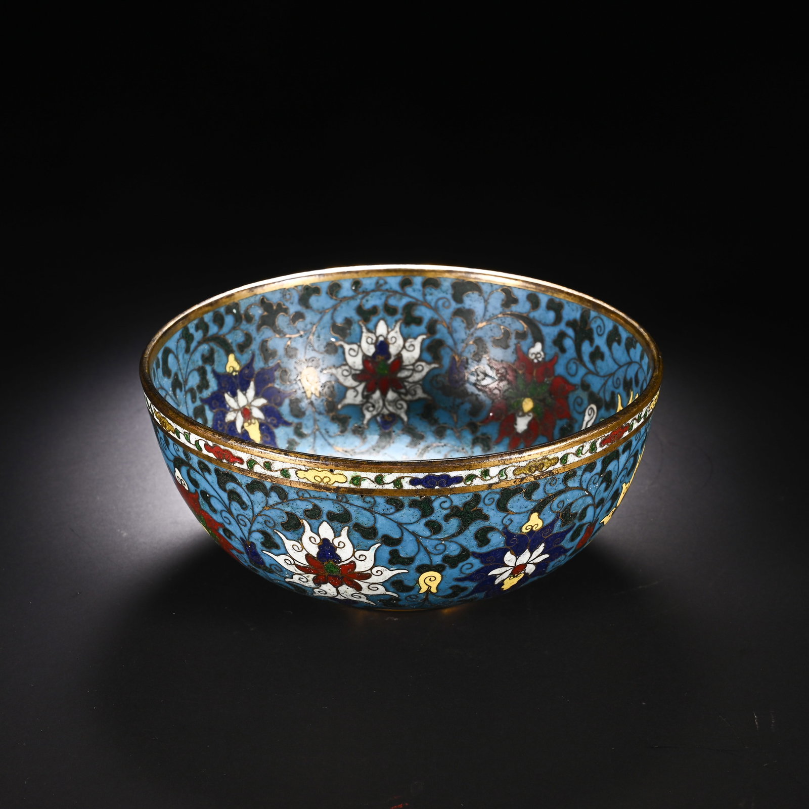 Bronze Cloisonne Carved Flower Branch Pattern Bowl: Bronze Cloisonne Carved Flower Branch Pattern Bowl (7 x 15.3cm)