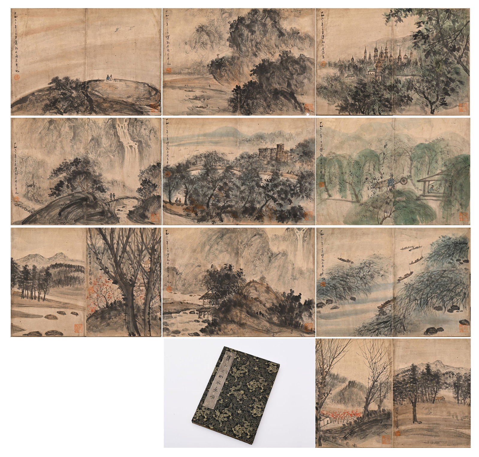 Chinese Drawing Landscape Painting Album,Fu Baoshi Mark: Chinese Drawing Landscape Painting Album,Fu Baoshi Mark (35 x 25cm)