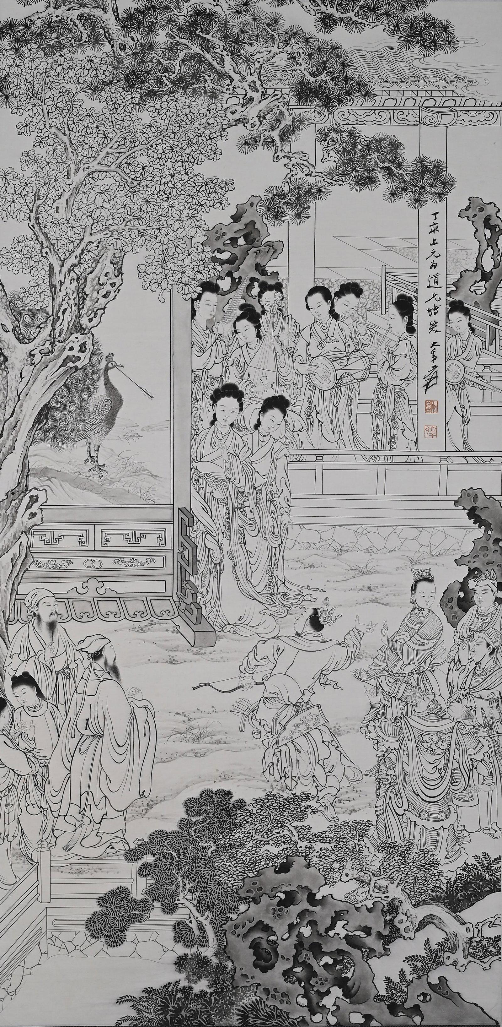 Zhang Daqian mark. Chinese Hunting painting. Ink on Paper. Hanging Scroll.: Zhang Daqian mark. Chinese Hunting painting. Ink on Paper. Hanging Scroll. (126 x 61cm)