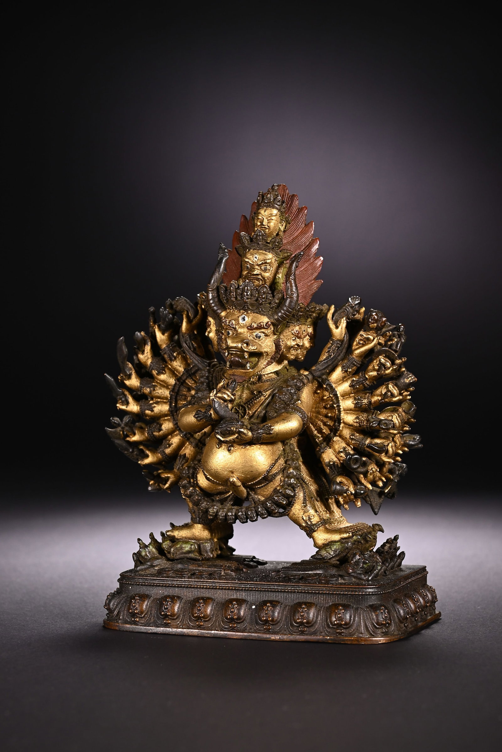 Gilt Bronze Yamantaka Figure: Gilt Bronze Yamantaka Figure (10.6 x 7.4cm)