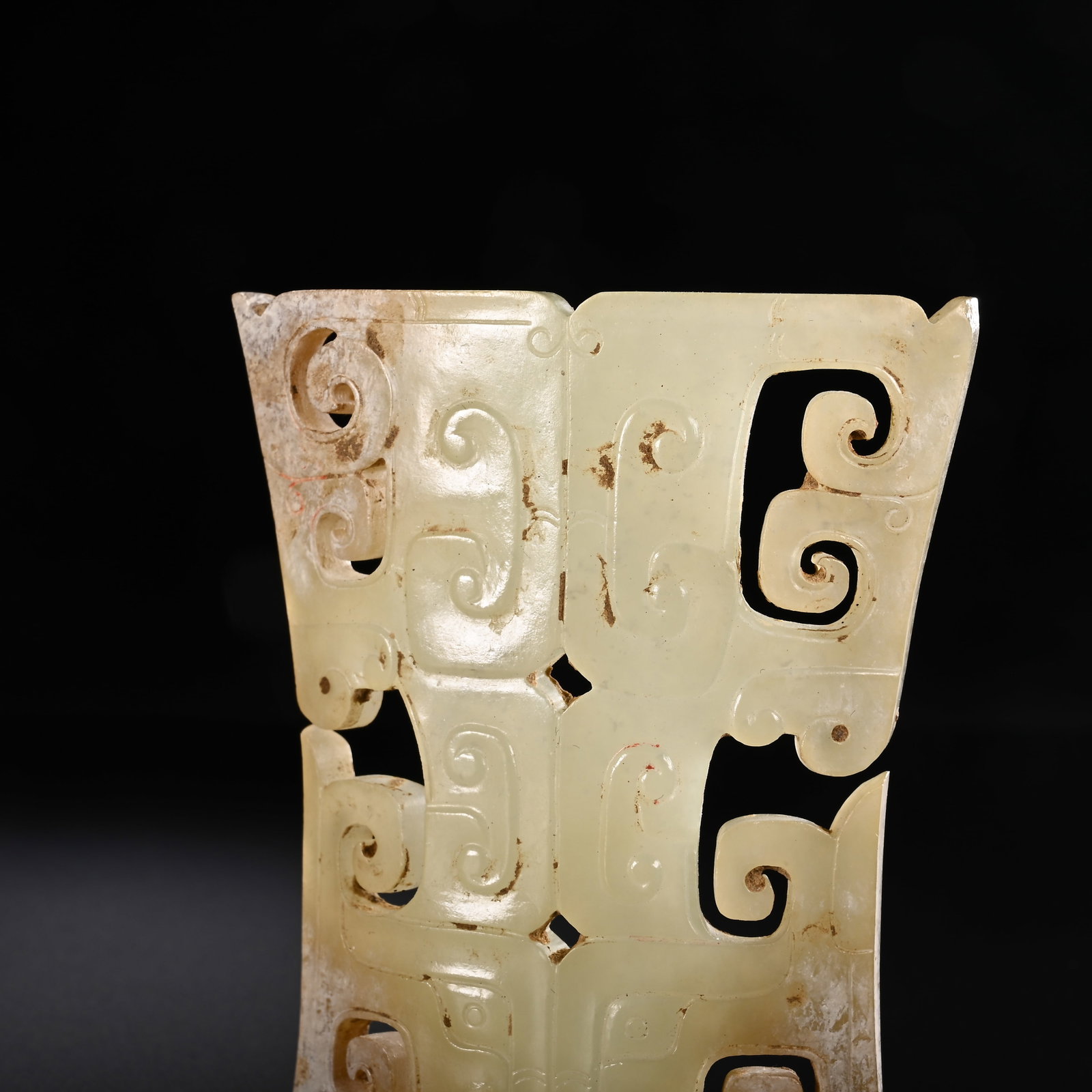 Pair of Jade Carved Cloud Pattern Bi - 3