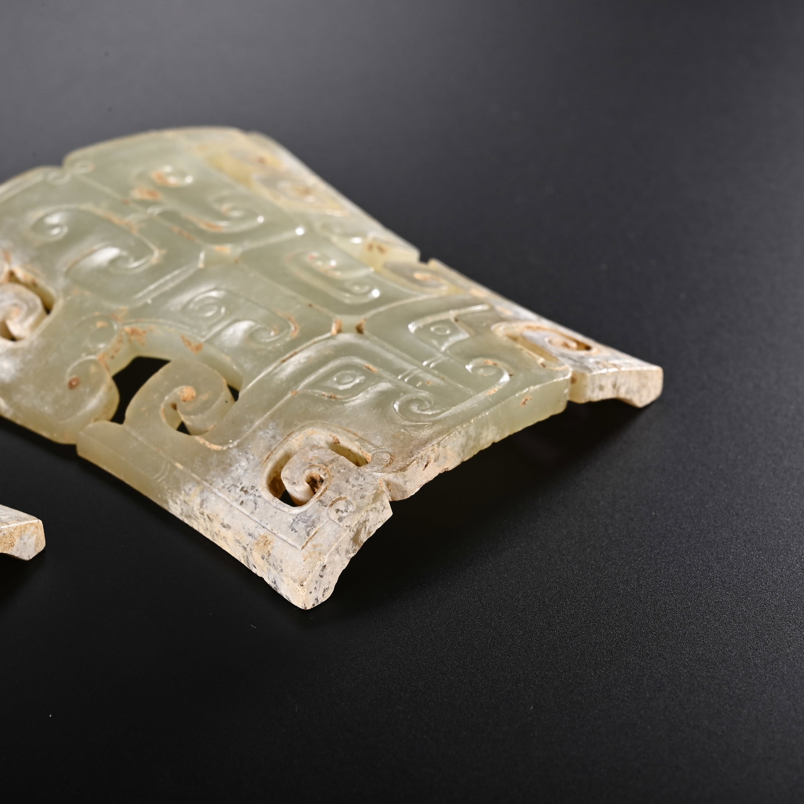 Pair of Jade Carved Cloud Pattern Bi - 6