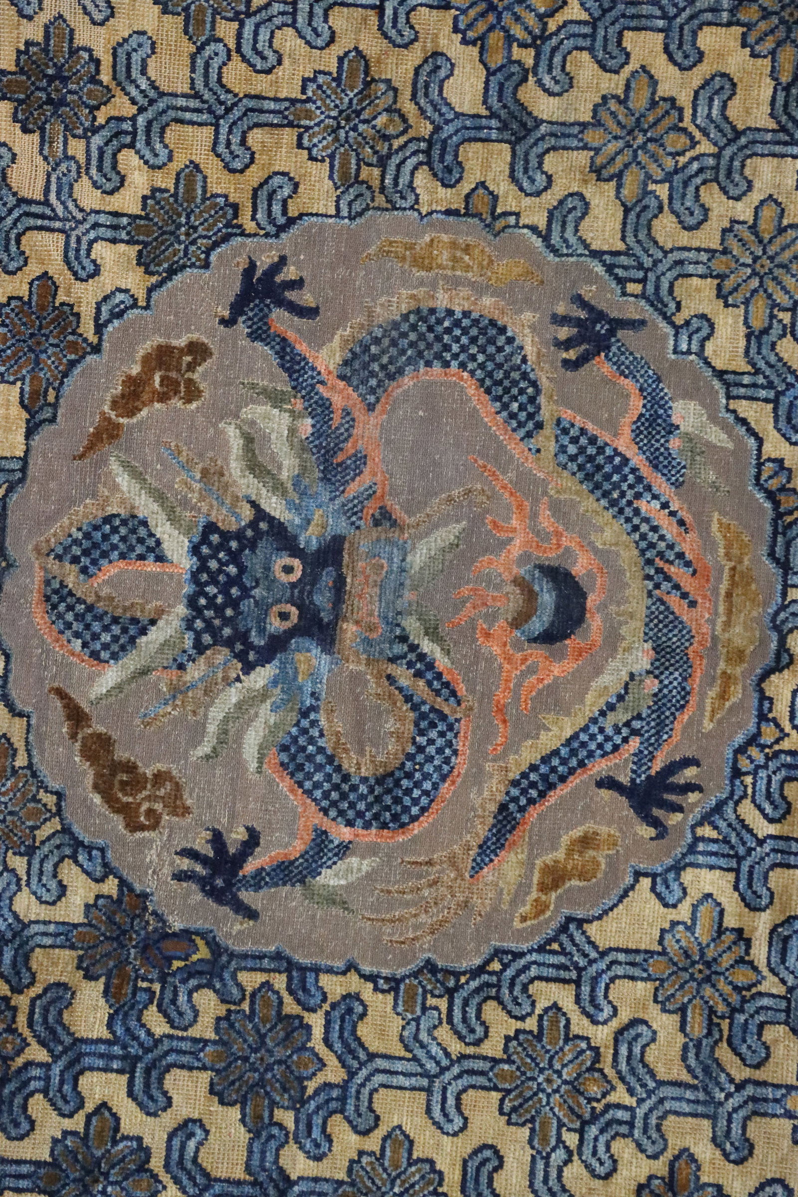 Silk Embroidery Flower and Dragon Pattern Kesi - 10