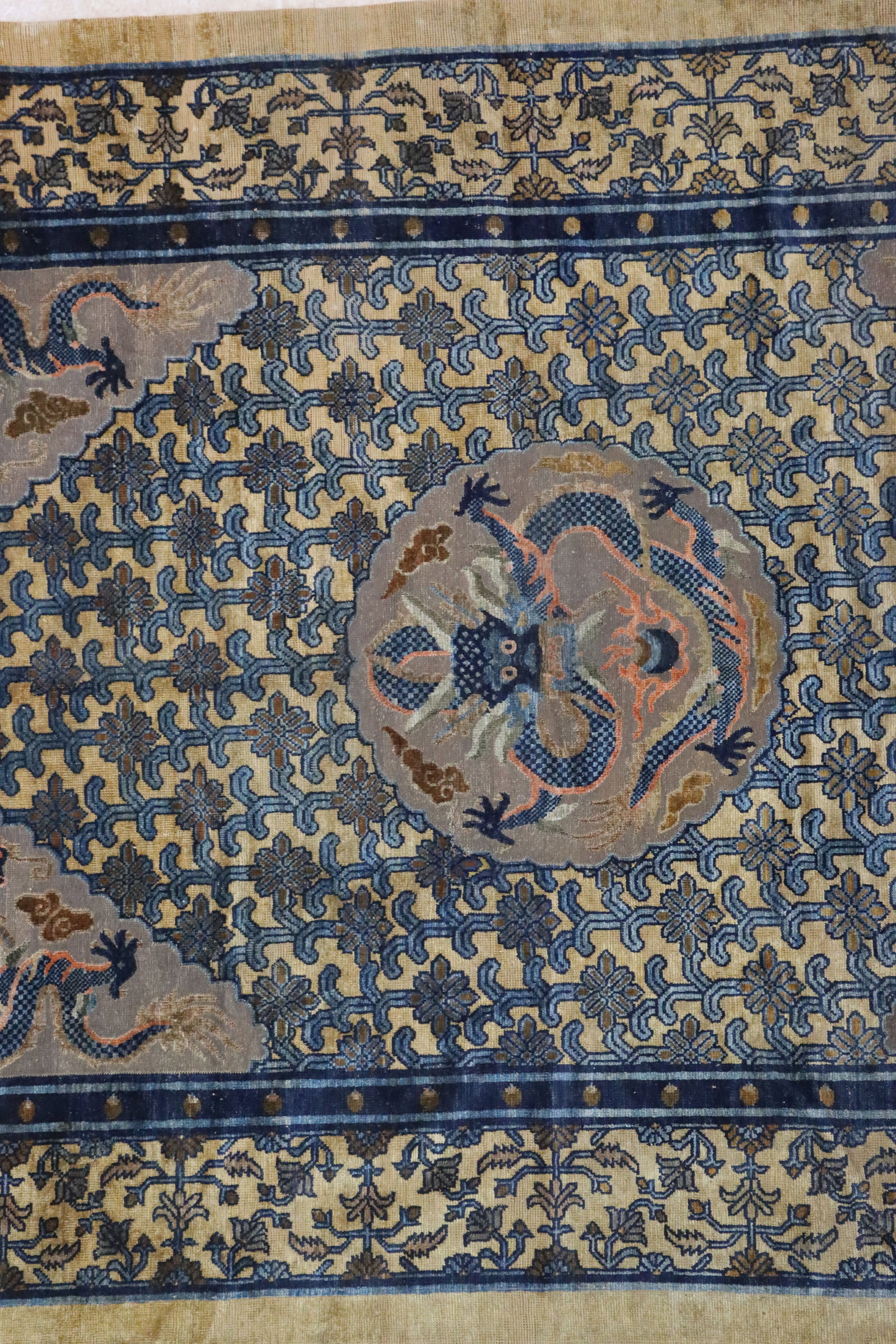 Silk Embroidery Flower and Dragon Pattern Kesi - 4