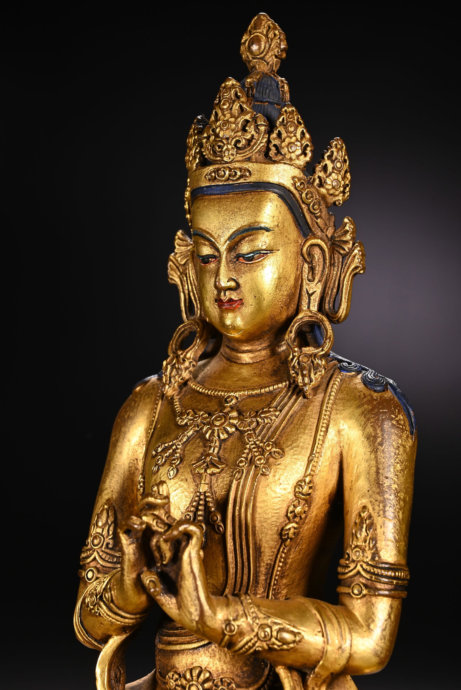 Gilt Bronze GuanYin Figure - 5