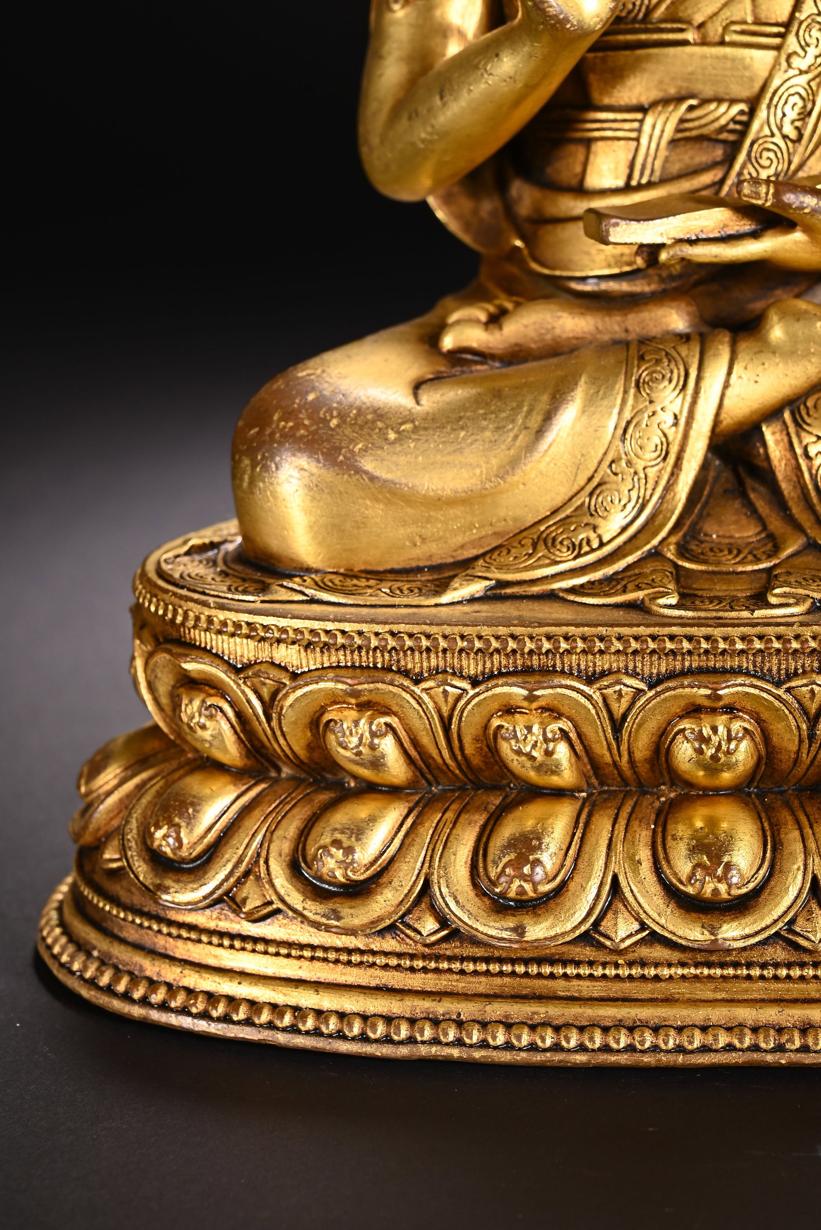 Gilt Bronze Tsongkhapa Figure - 3