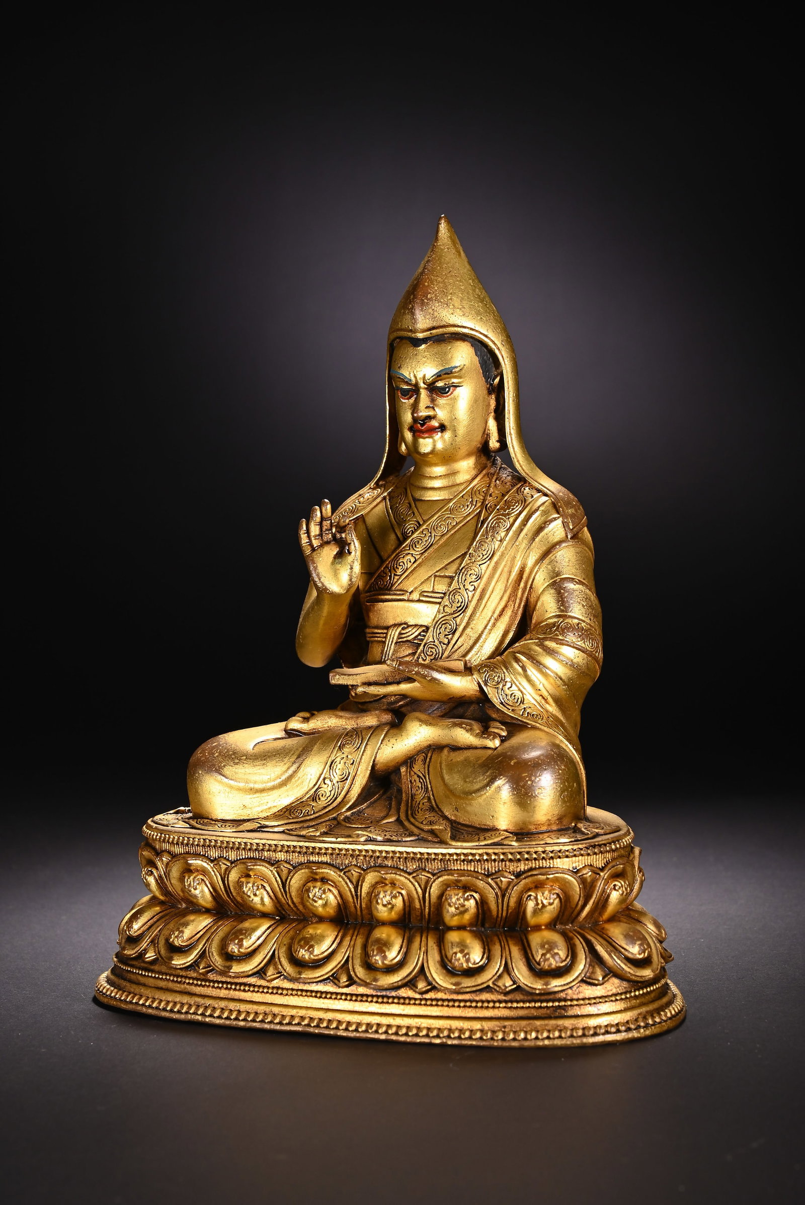 Gilt Bronze Tsongkhapa Figure - 4