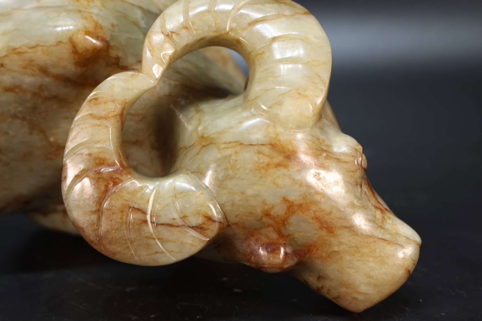 Jade Carved Ox Shape Figure - 11