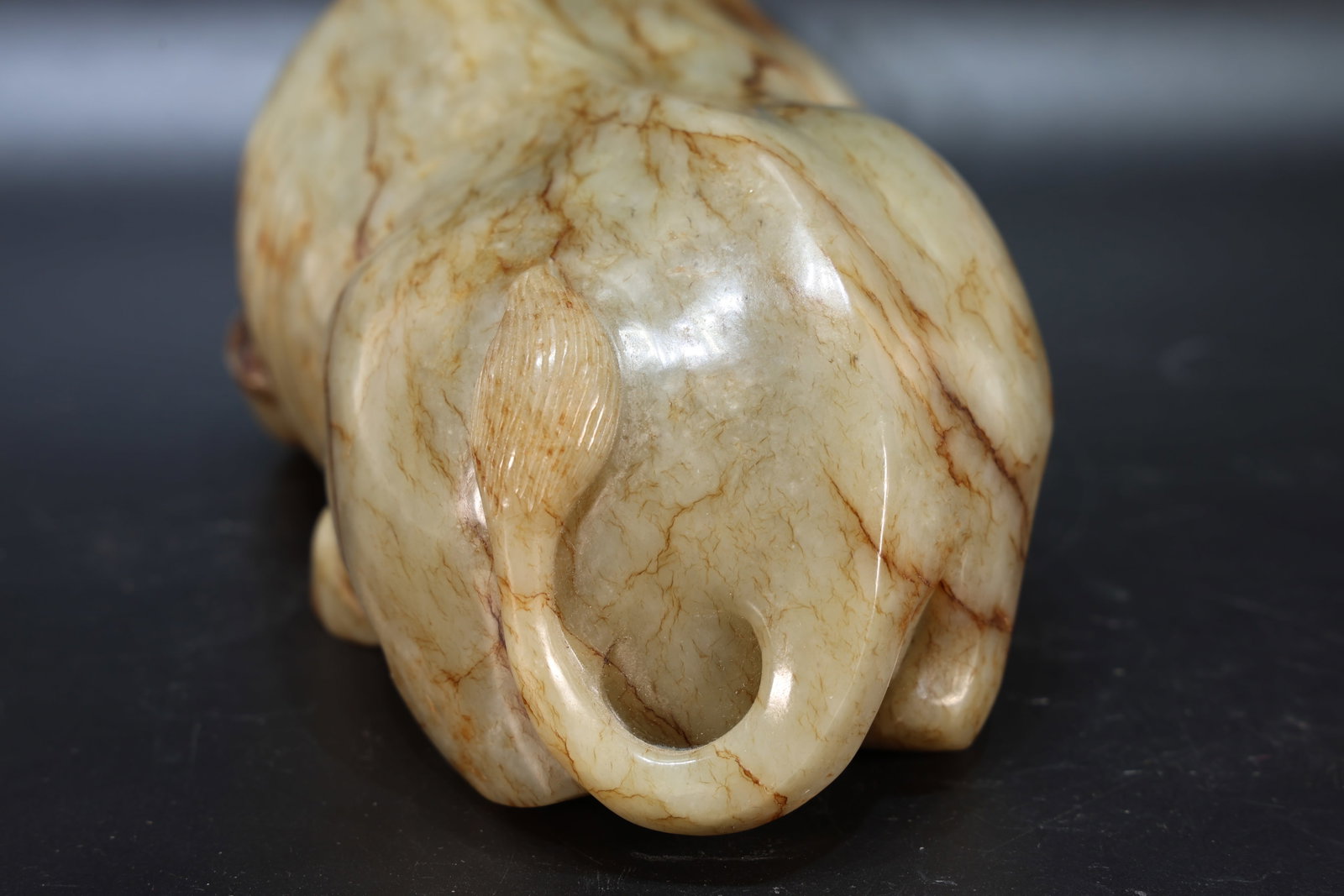 Jade Carved Ox Shape Figure - 9