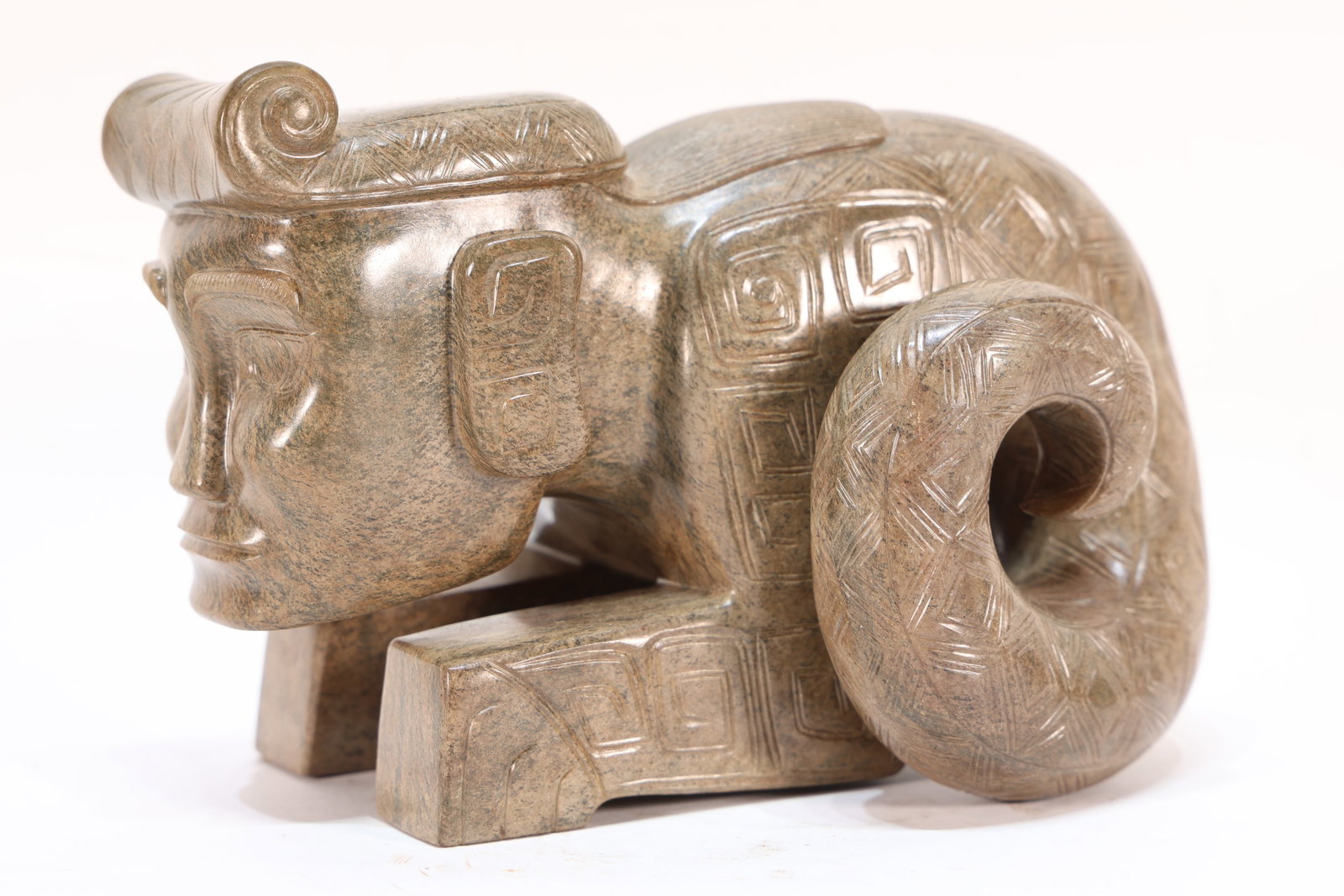 Jade Carved Beast Face Pattern Character Shape Figure (1 of 7)