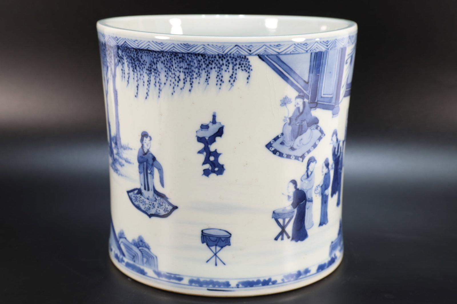 Blue and White Character Story Pattern Porcelain Brush Pot (1 of 20)