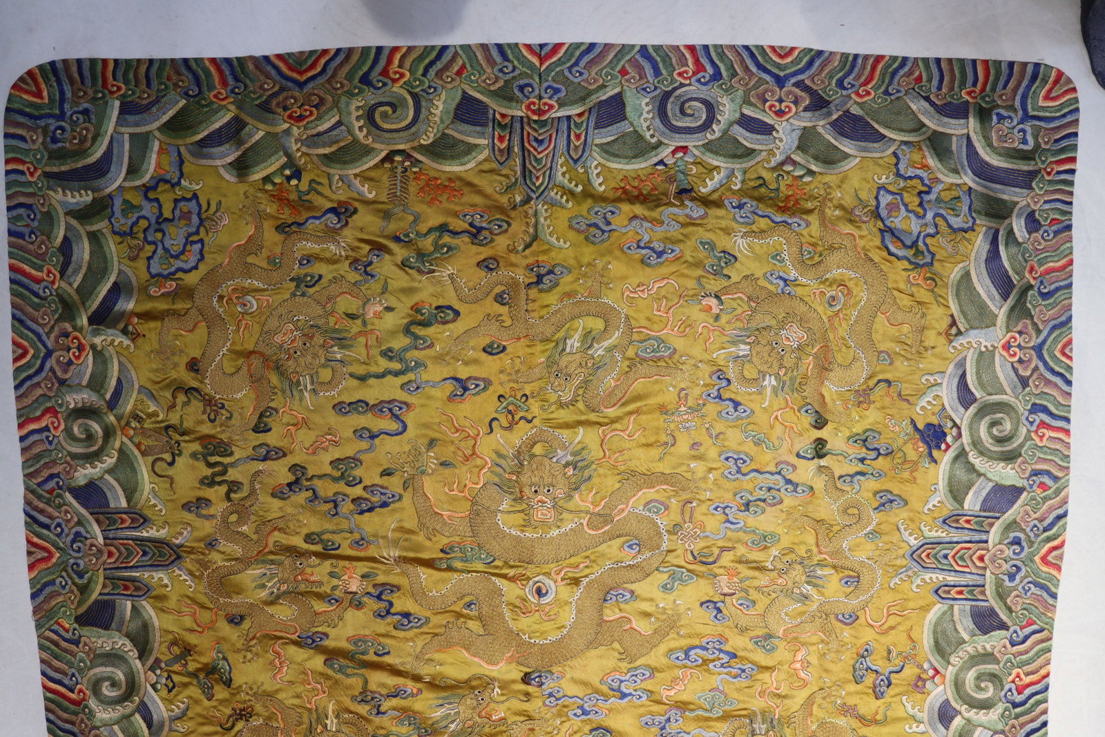 Silk Embroidery Sea Wave and Dragon Pattern Kesi - 11