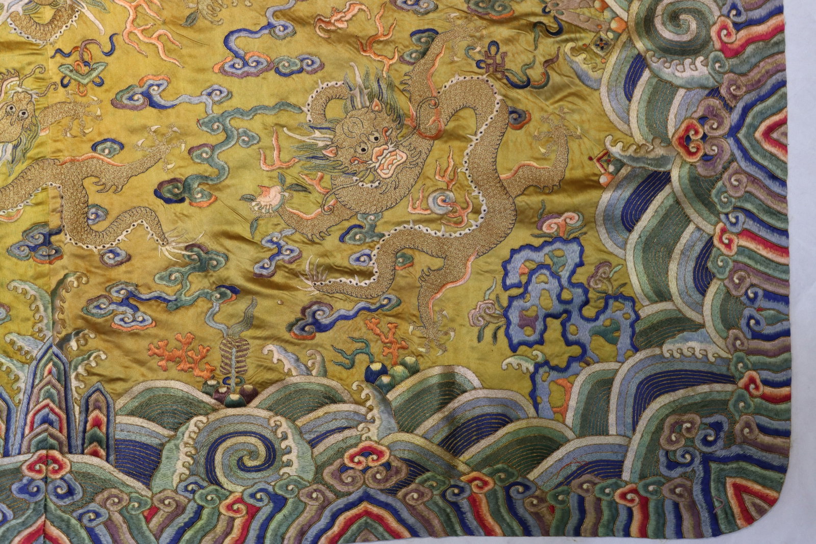 Silk Embroidery Sea Wave and Dragon Pattern Kesi - 6