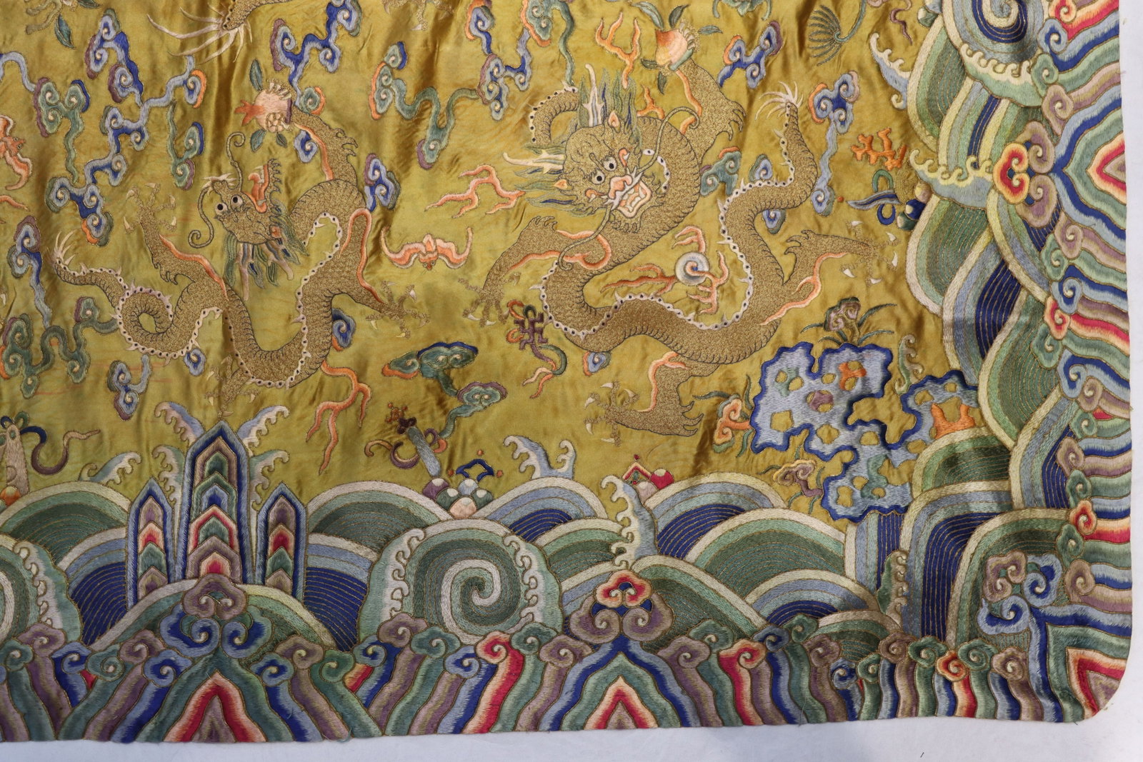 Silk Embroidery Sea Wave and Dragon Pattern Kesi - 7