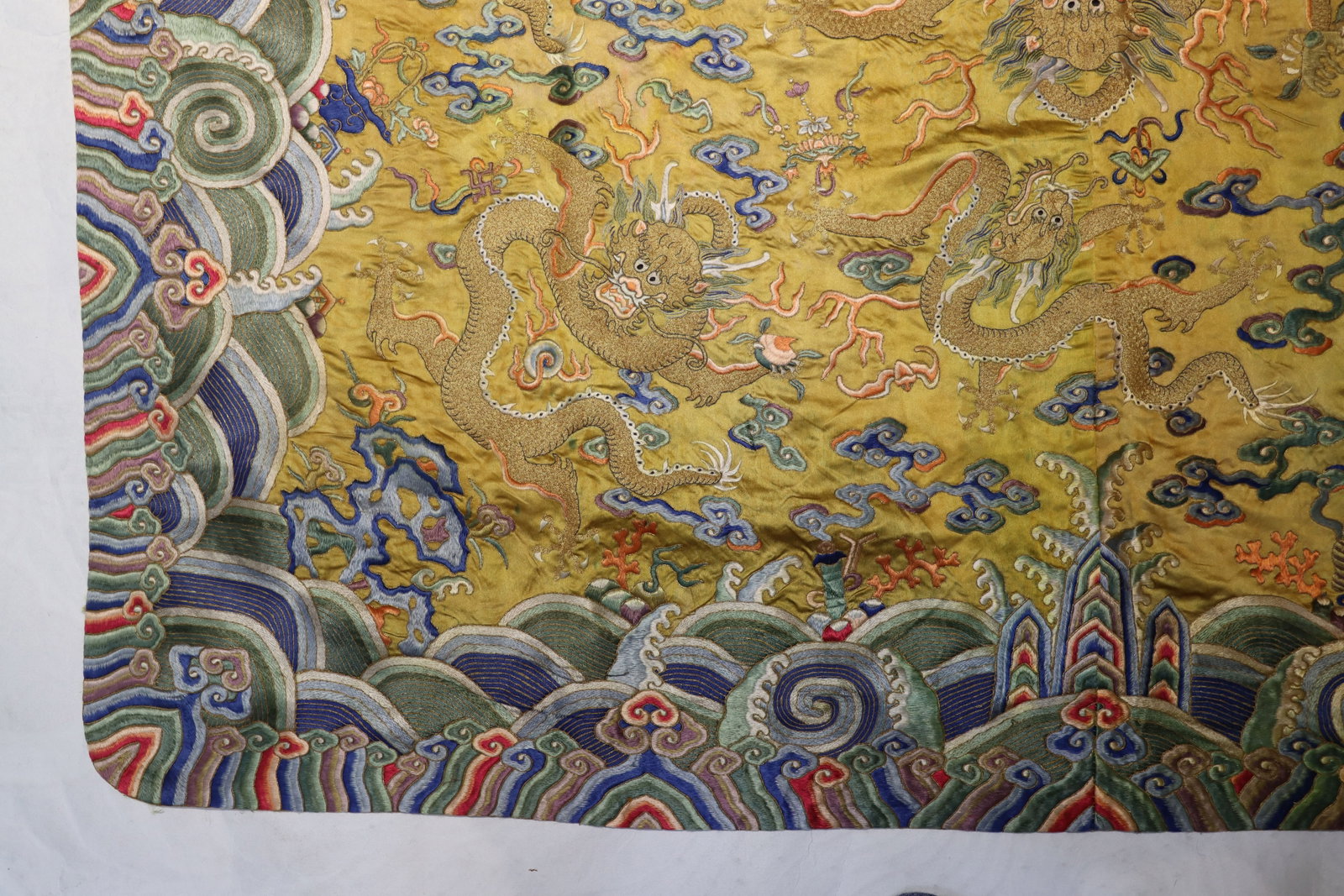 Silk Embroidery Sea Wave and Dragon Pattern Kesi - 8