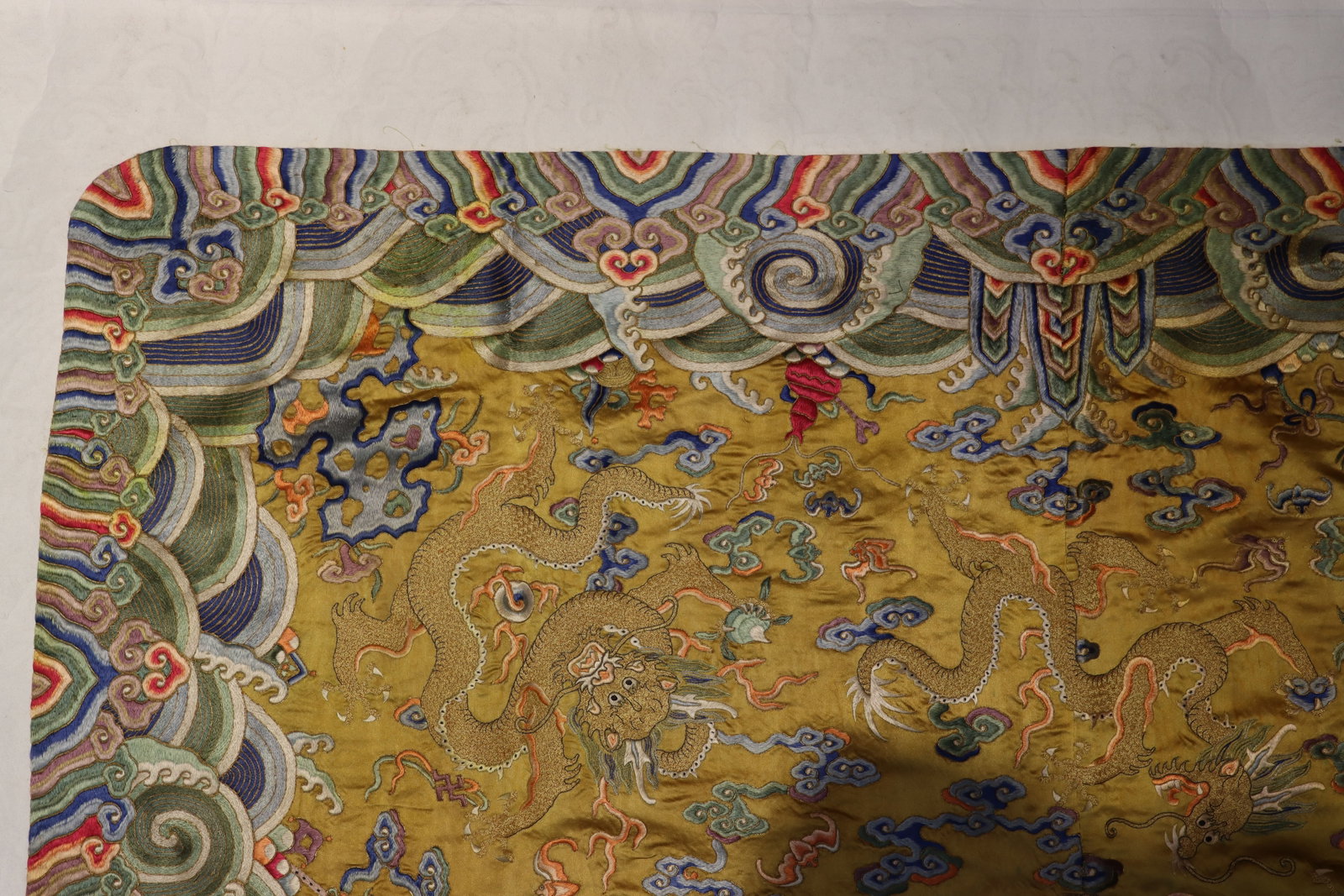 Silk Embroidery Sea Wave and Dragon Pattern Kesi - 9