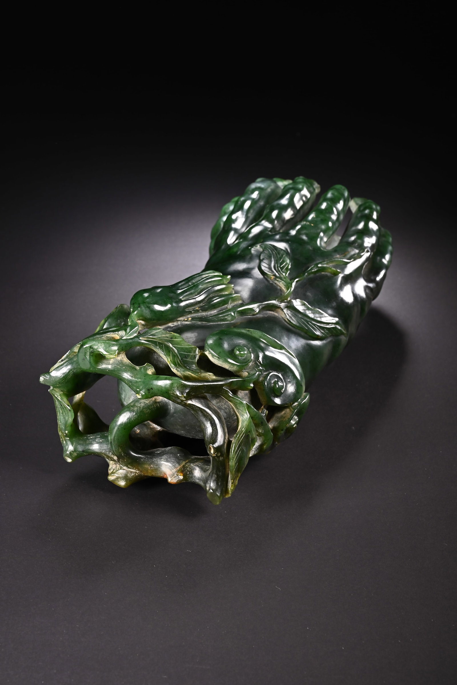 Jasper Jade Carved Buddha Hand Fruit Shape Figure - 10