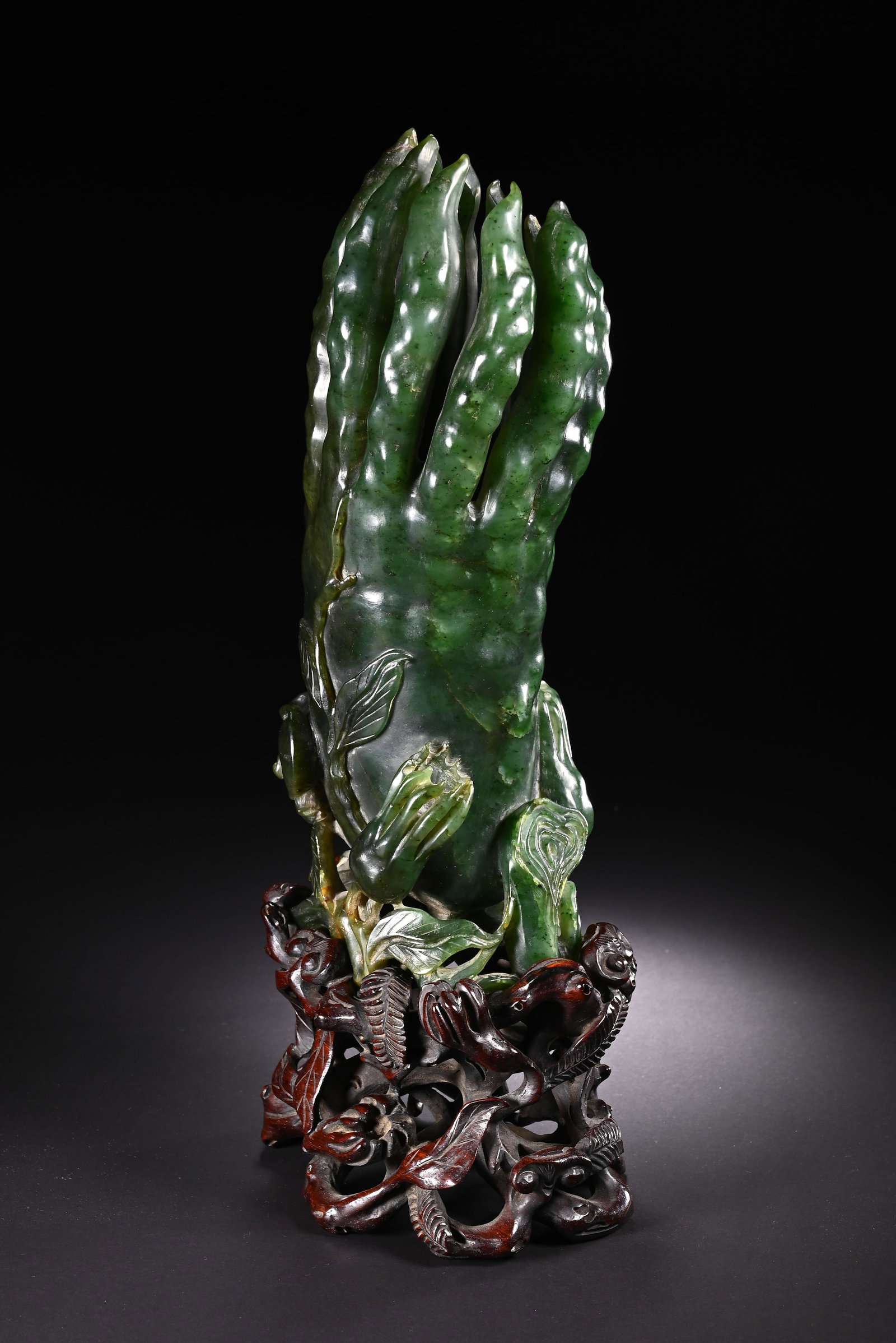 Jasper Jade Carved Buddha Hand Fruit Shape Figure - 6