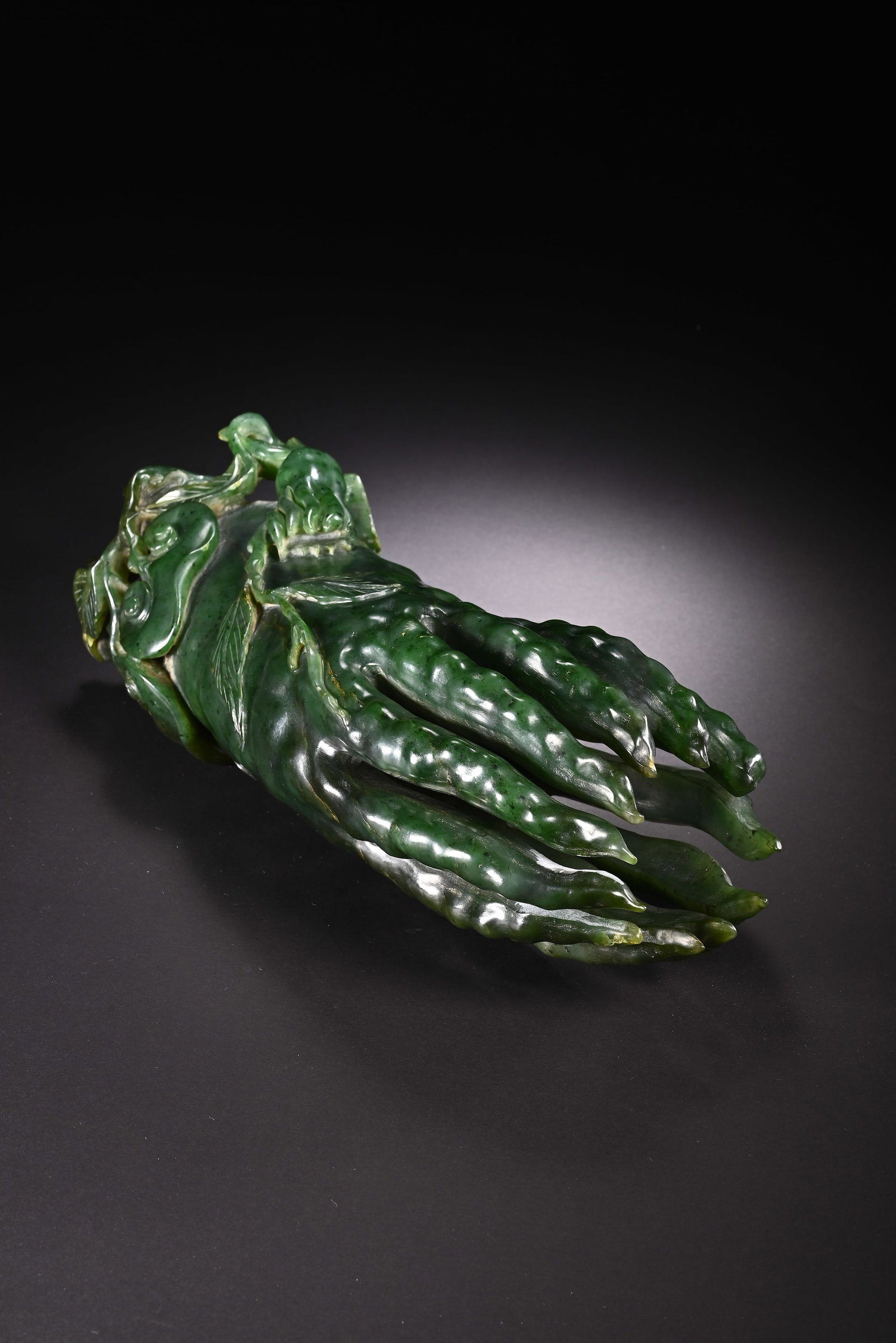 Jasper Jade Carved Buddha Hand Fruit Shape Figure - 9
