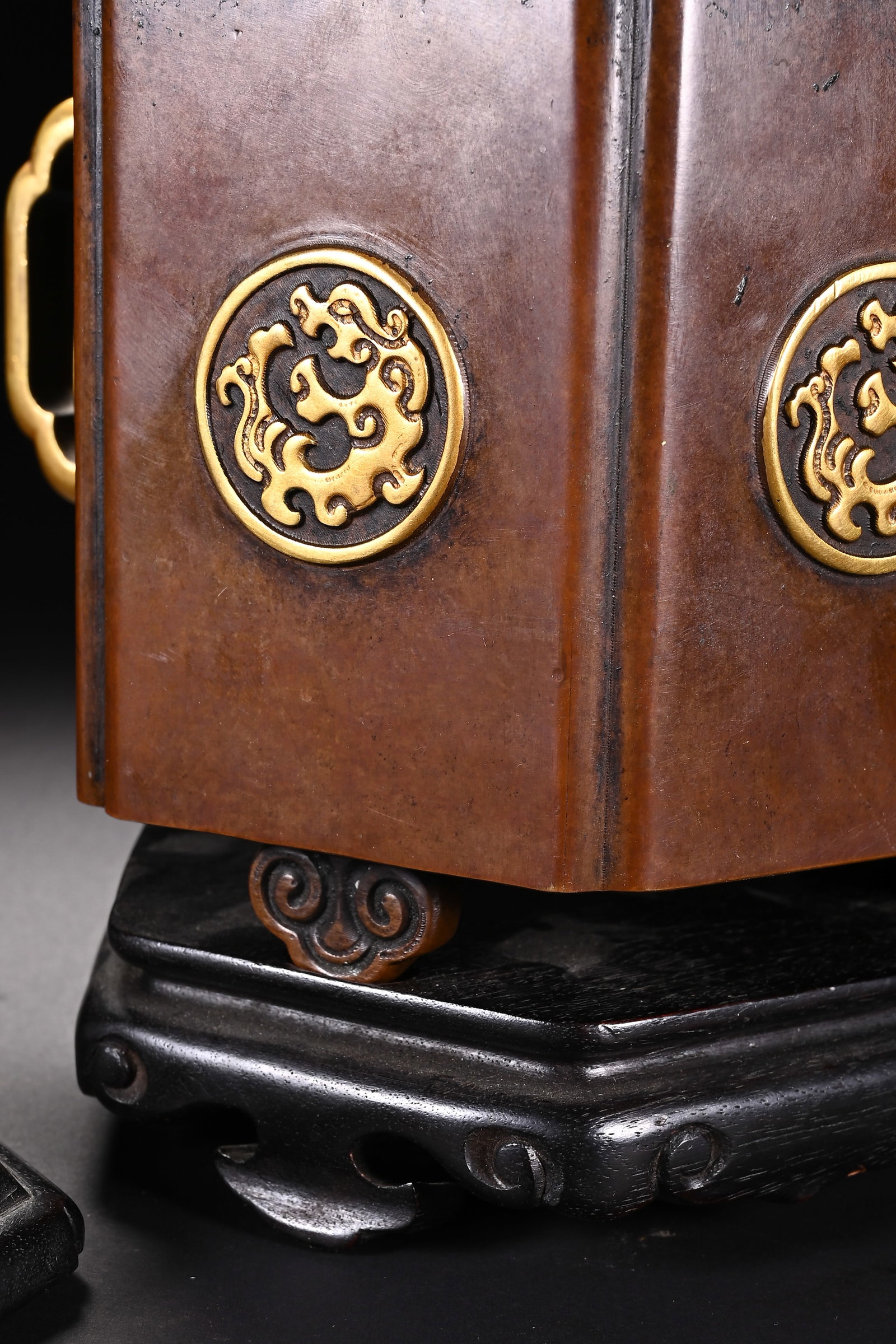 Bronze Carved Dragon Pattern Double Ears Incense Burner - 3