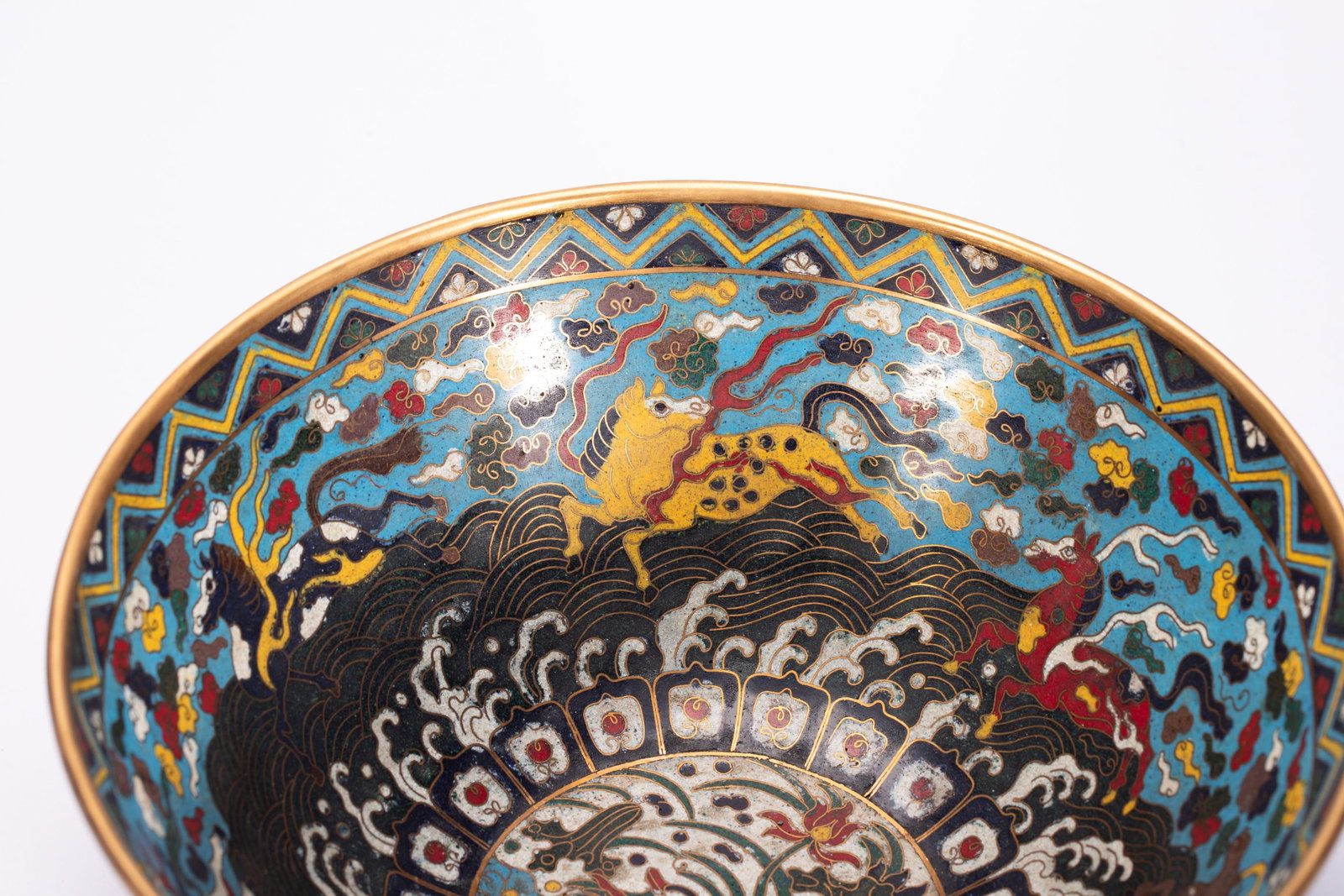 Bronze Cloisonne Carved Beast Pattern Bowl - 2
