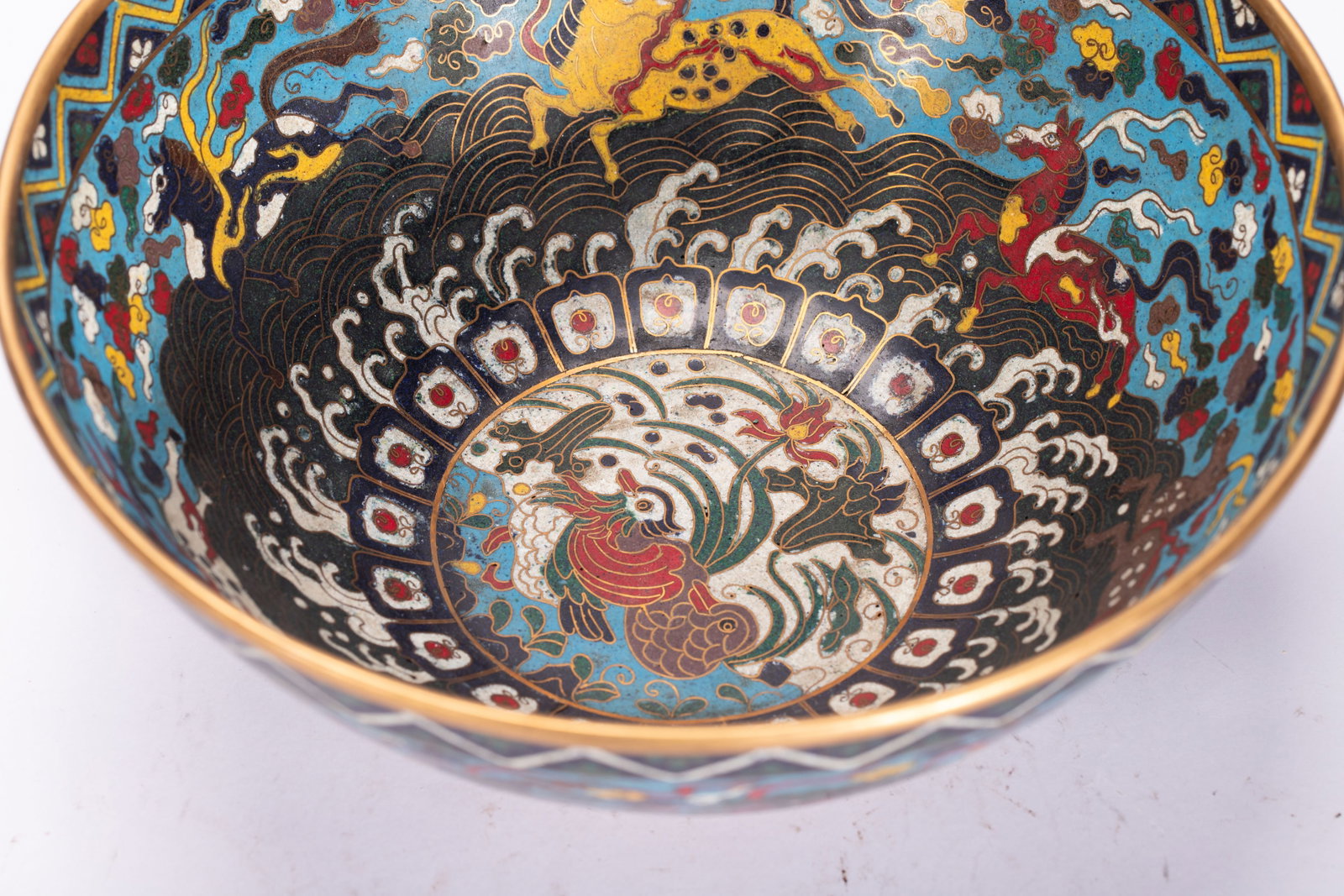 Bronze Cloisonne Carved Beast Pattern Bowl - 3