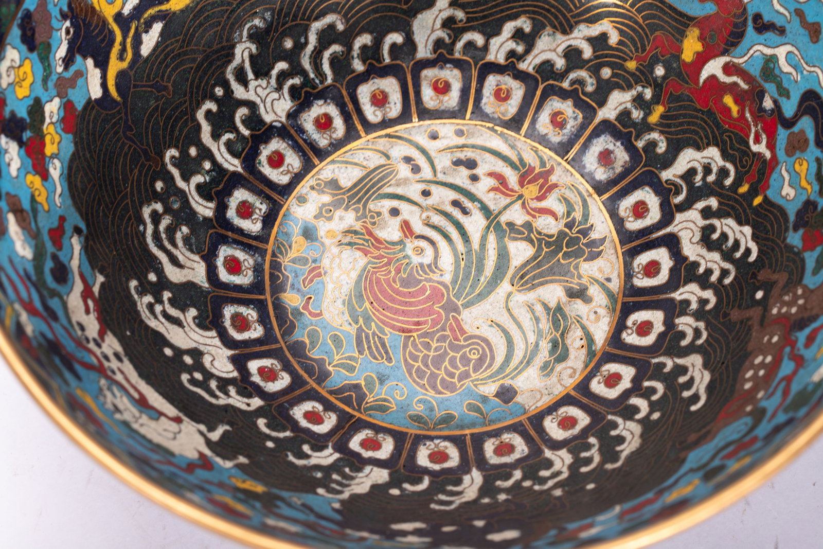 Bronze Cloisonne Carved Beast Pattern Bowl - 4