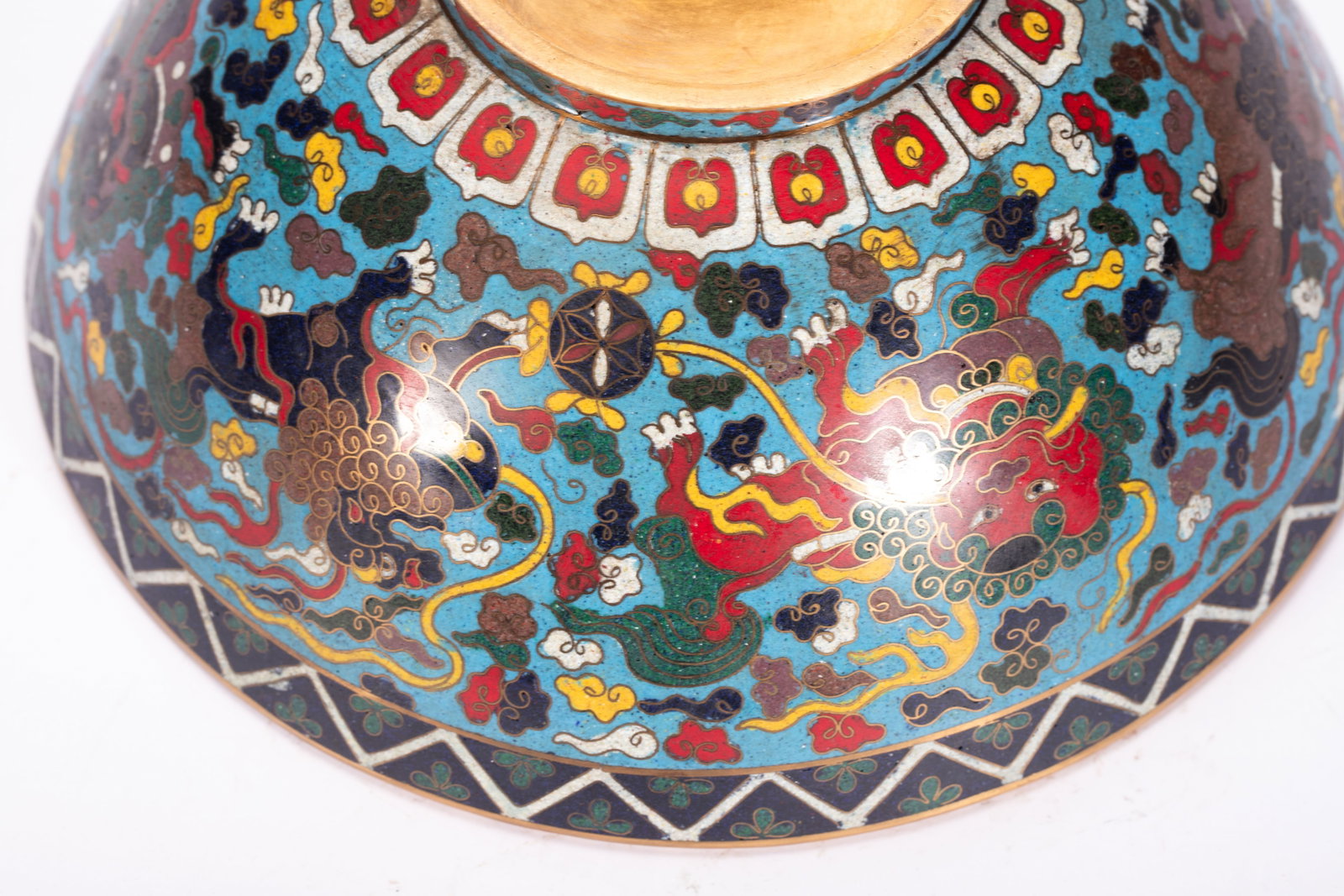 Bronze Cloisonne Carved Beast Pattern Bowl - 6