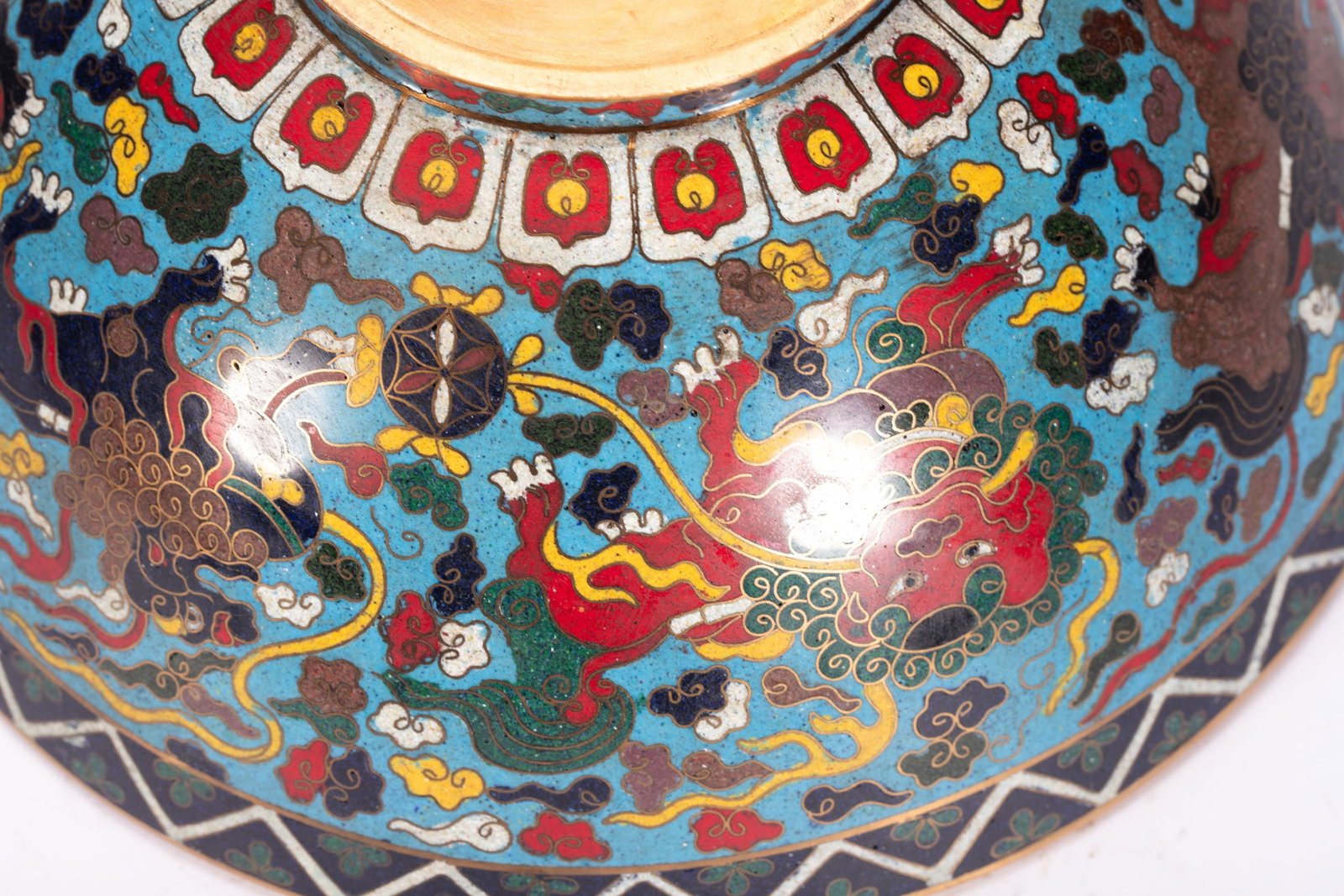 Bronze Cloisonne Carved Beast Pattern Bowl - 7