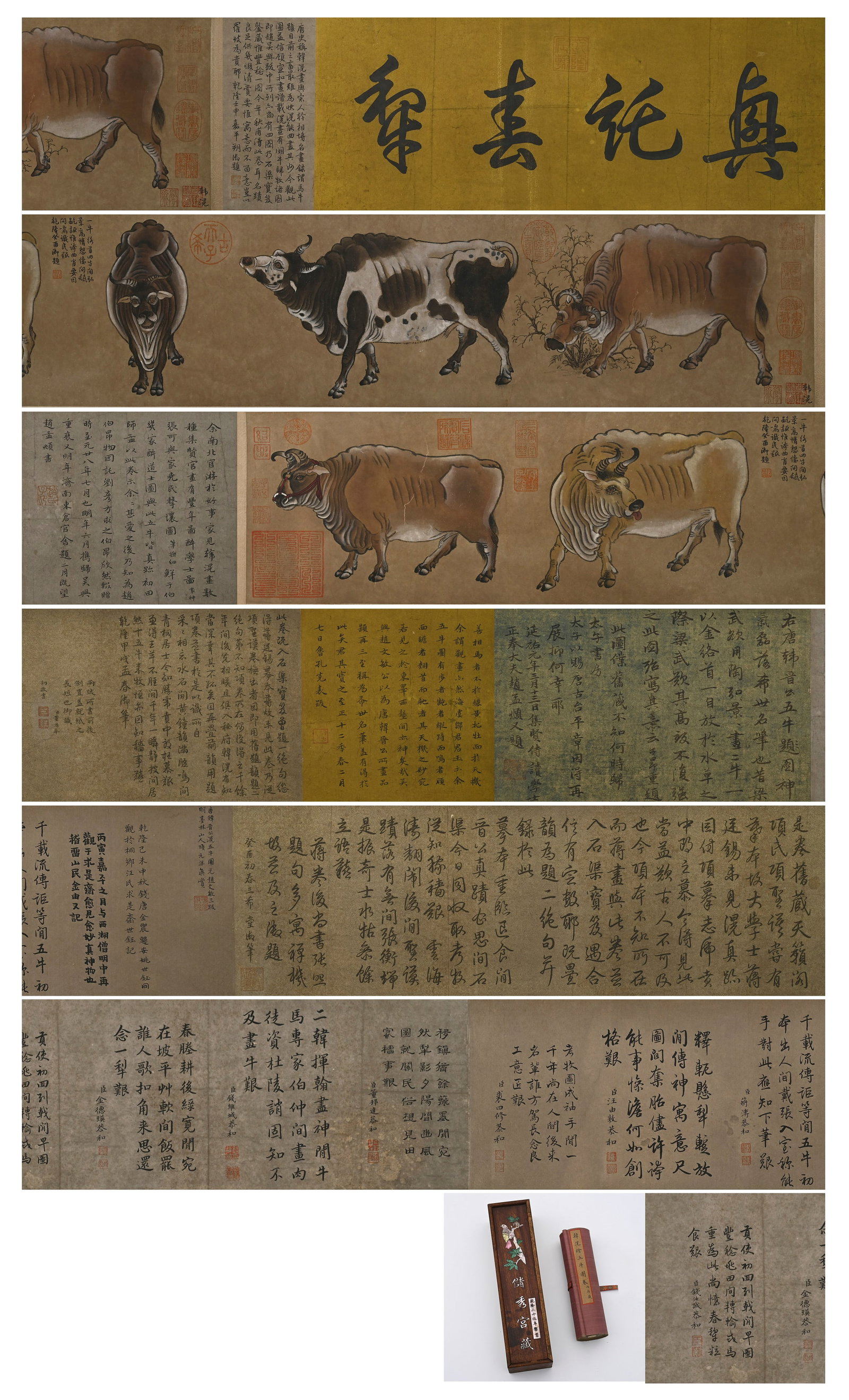 Chinese Drawing Ox Hand Scroll,Han Huang Mark: Chinese Drawing Ox Hand Scroll,Han Huang Mark (480 x 23cm)