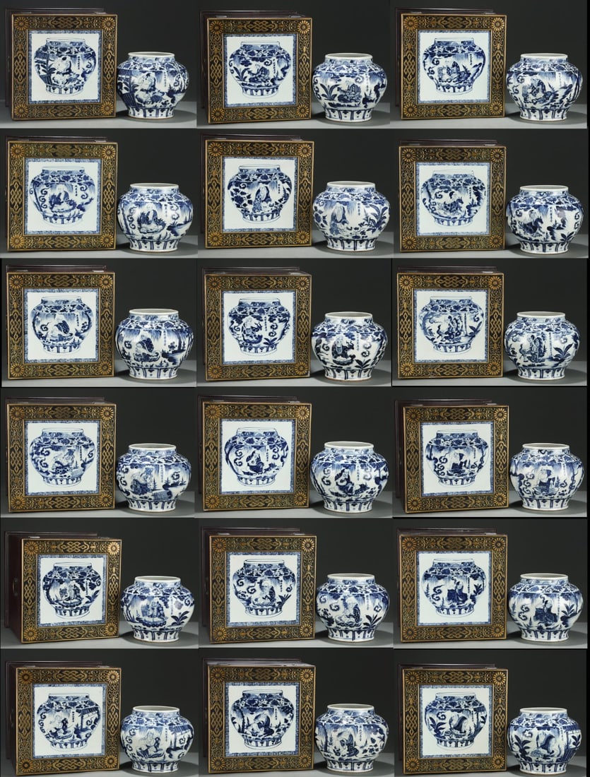 Group of Eighteen Blue and White Character Story Pattern Porcelain Pot (1 of 9)
