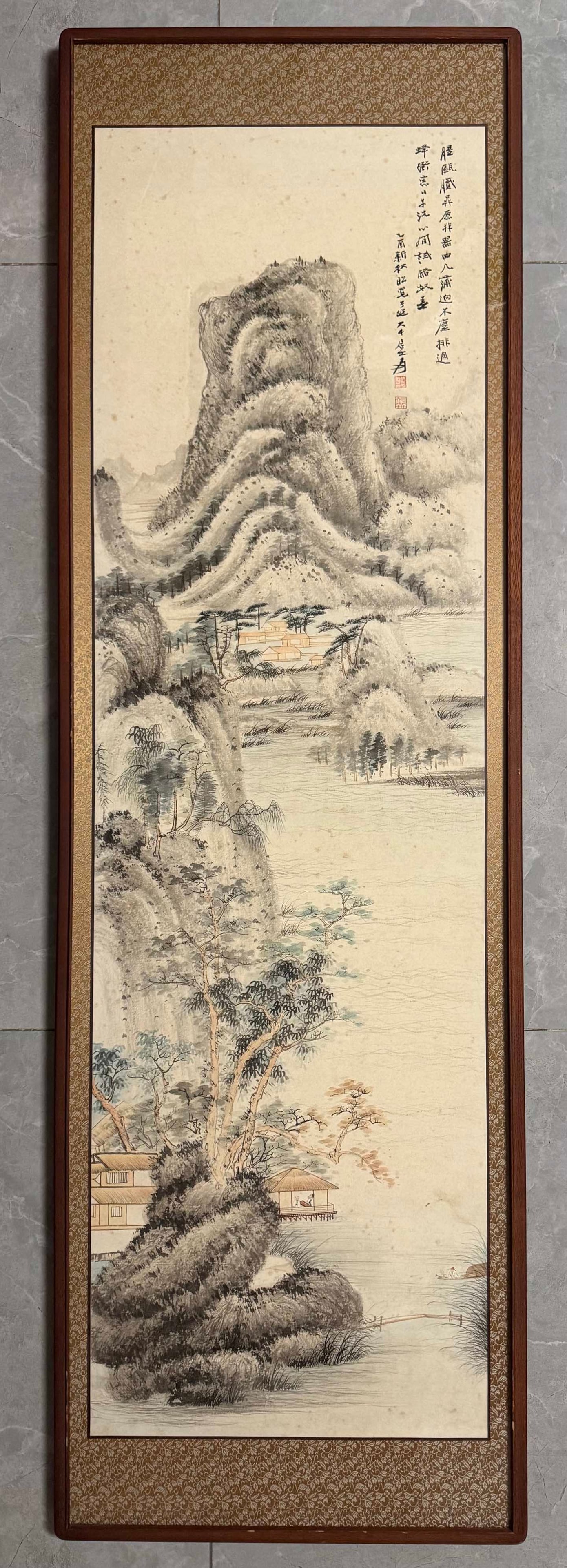 Chinese Drawing Landscape Painting Wood Frame,Zhang Daqian Mark (1 of 7)