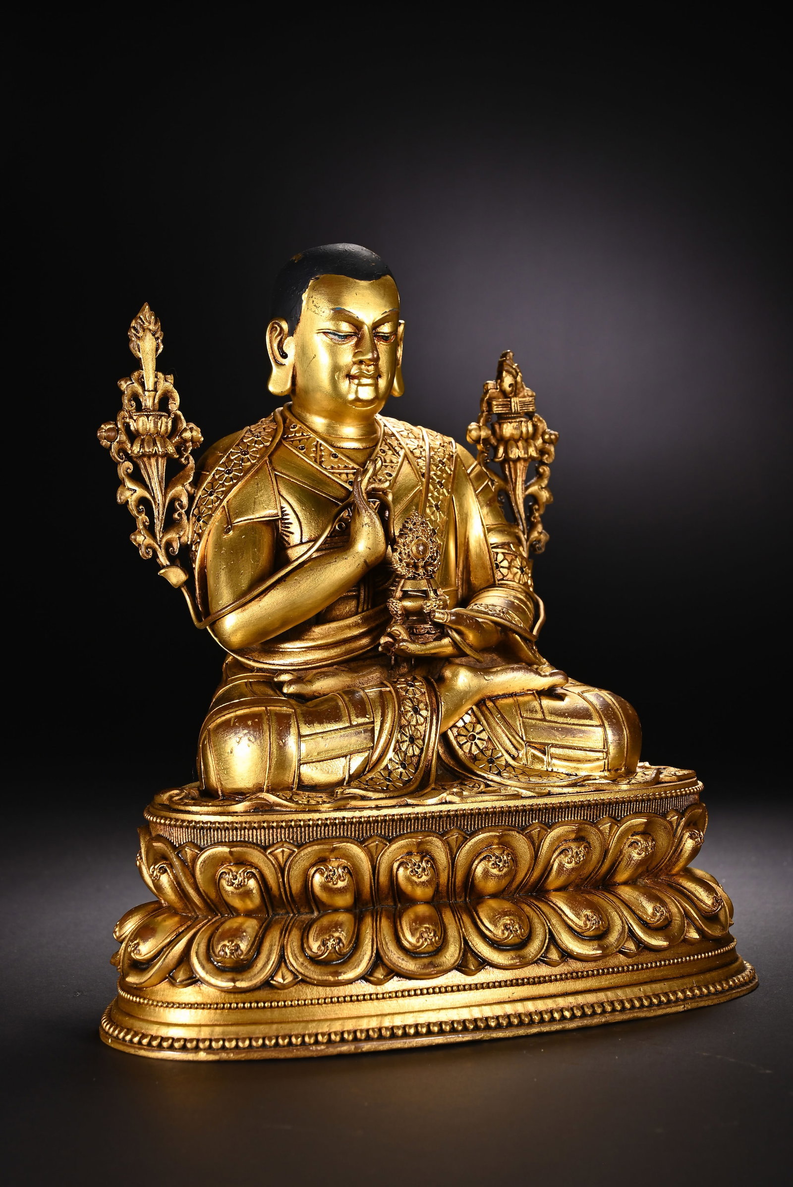 Gilt Bronze Guru Figure - 4