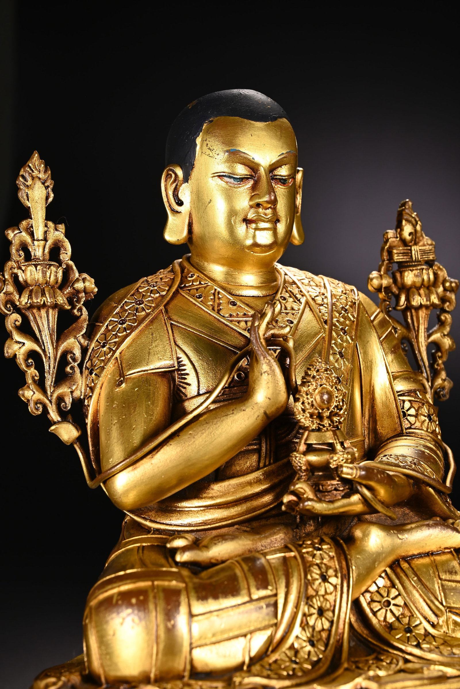 Gilt Bronze Guru Figure - 5
