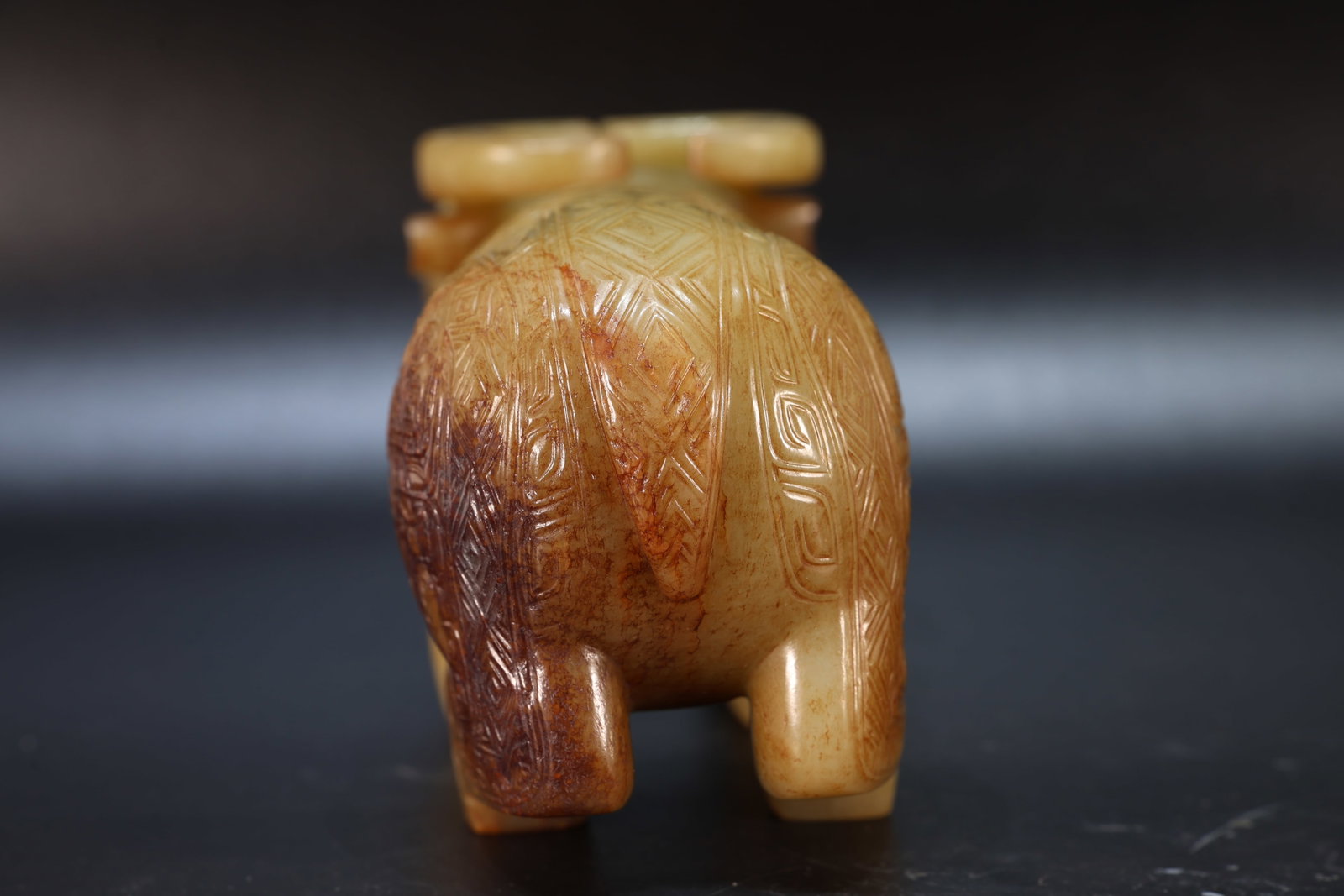 Jade Carved Beast Face Pattern Ox Shape Figure - 10