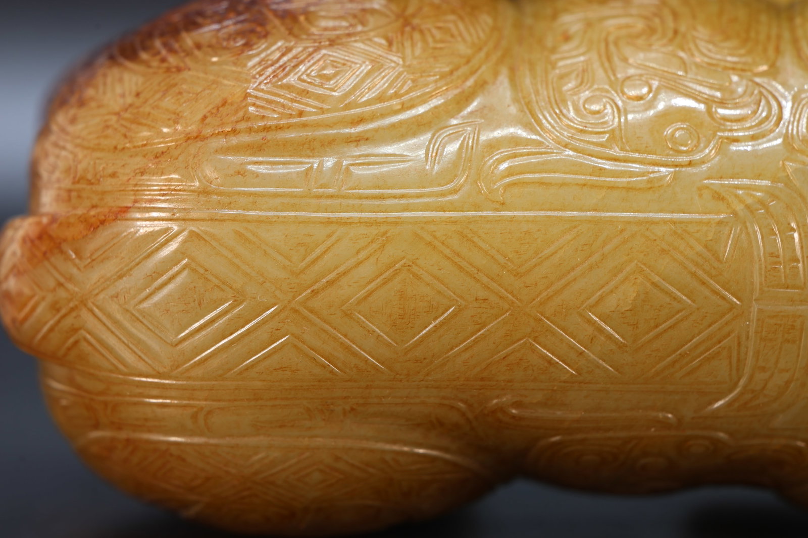 Jade Carved Beast Face Pattern Ox Shape Figure - 12