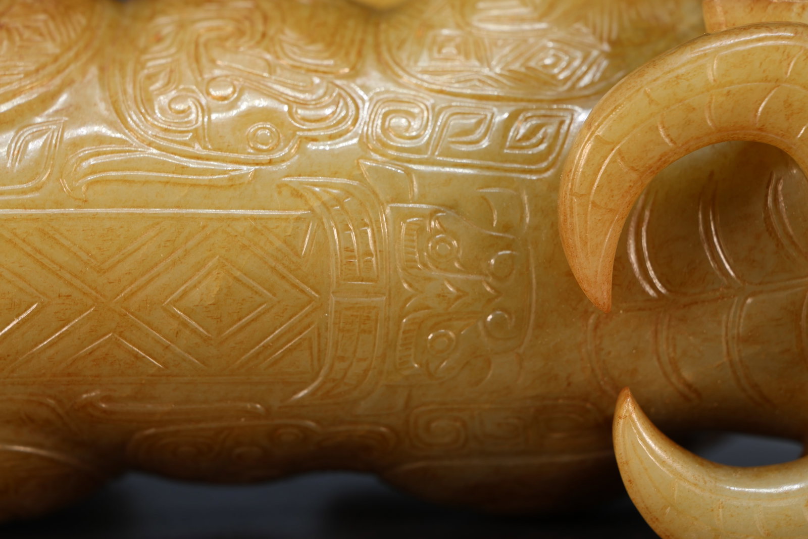 Jade Carved Beast Face Pattern Ox Shape Figure - 13