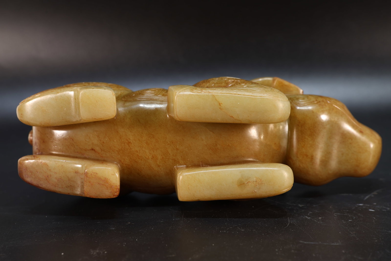 Jade Carved Beast Face Pattern Ox Shape Figure - 15