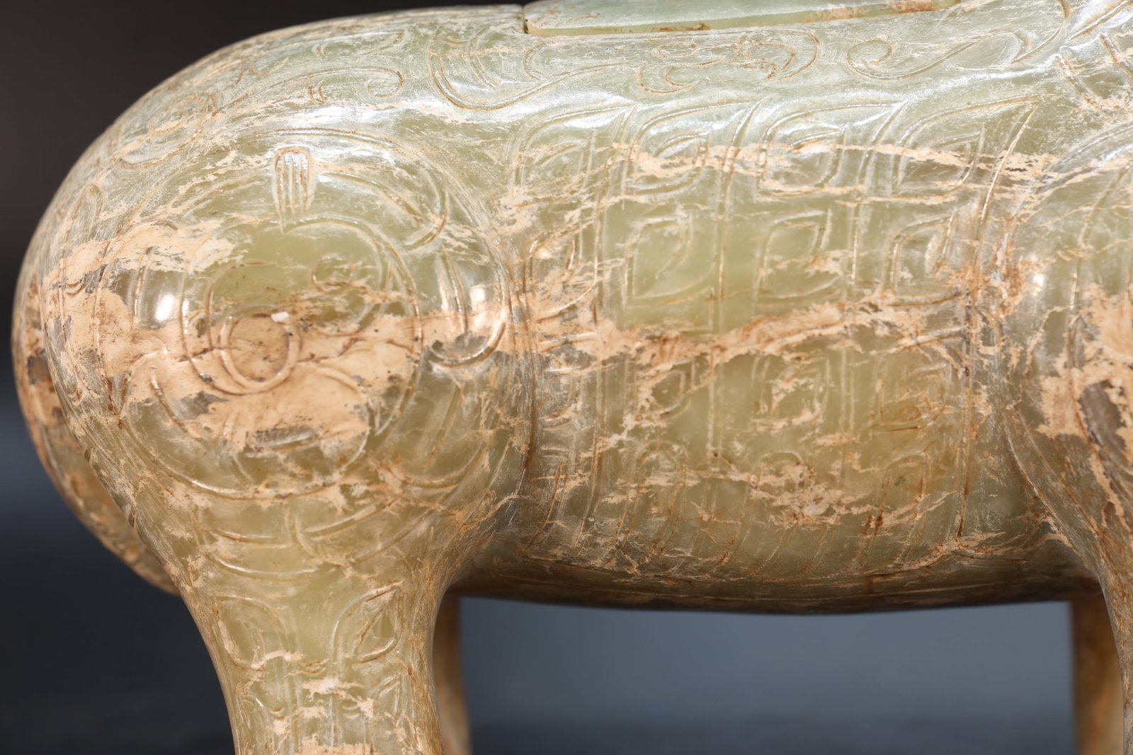 Jade Carved Beast Face Pattern Ram Shape Incense Burner - 10