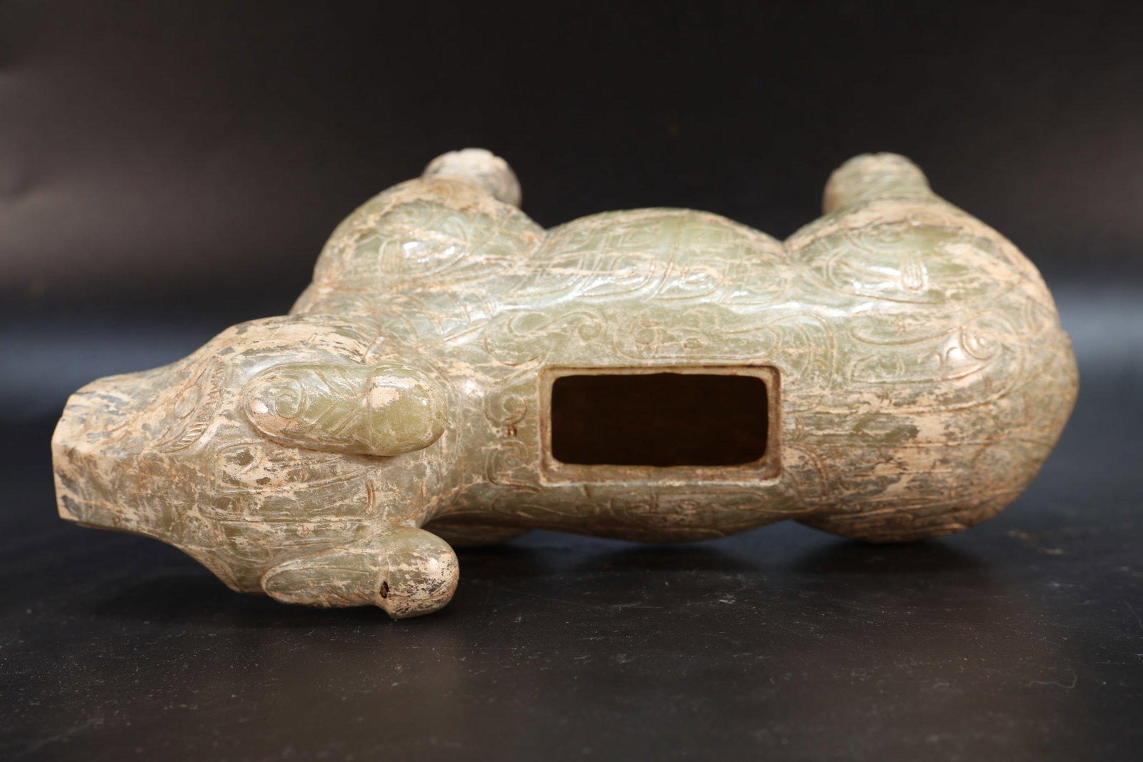 Jade Carved Beast Face Pattern Ram Shape Incense Burner - 12