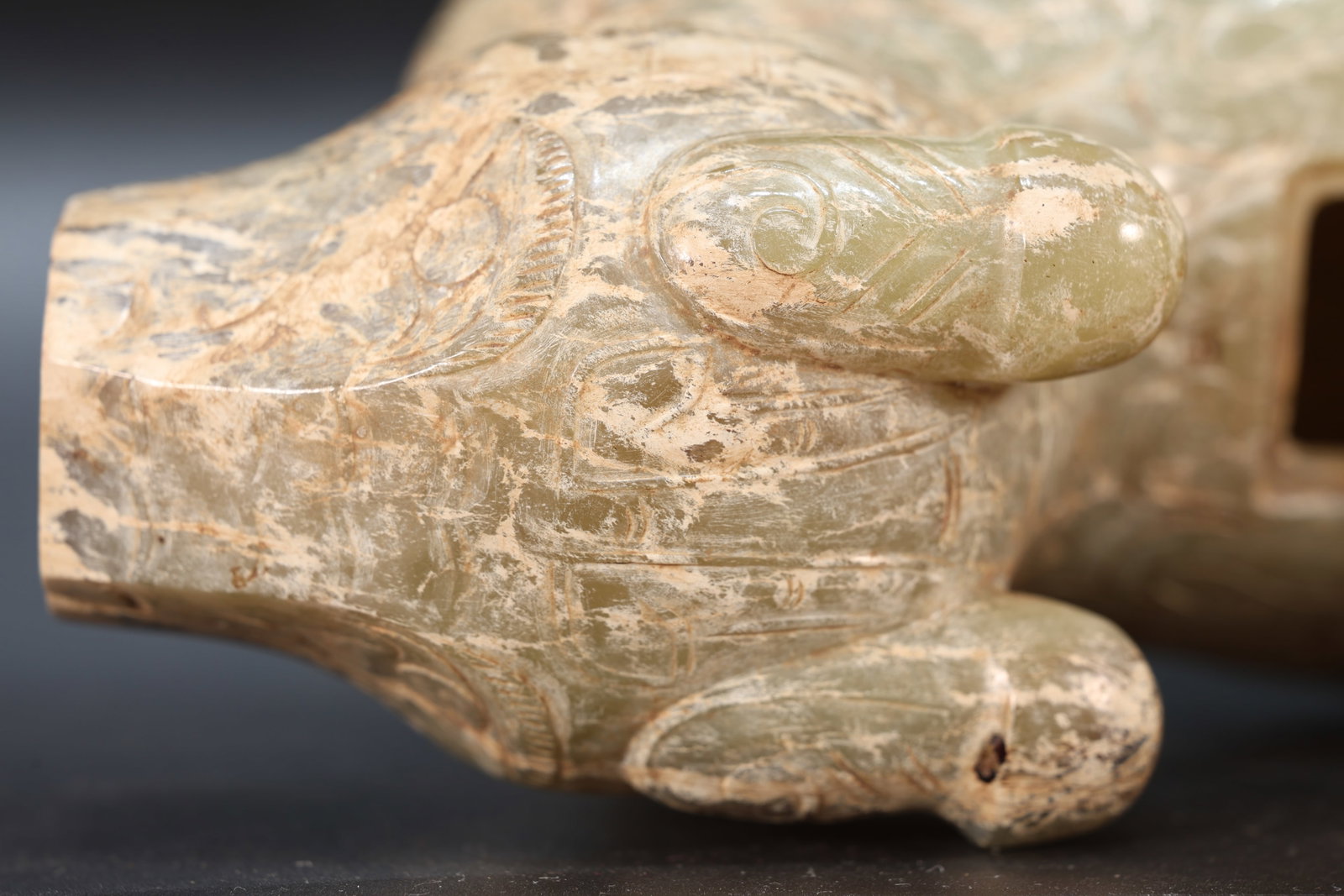 Jade Carved Beast Face Pattern Ram Shape Incense Burner - 13