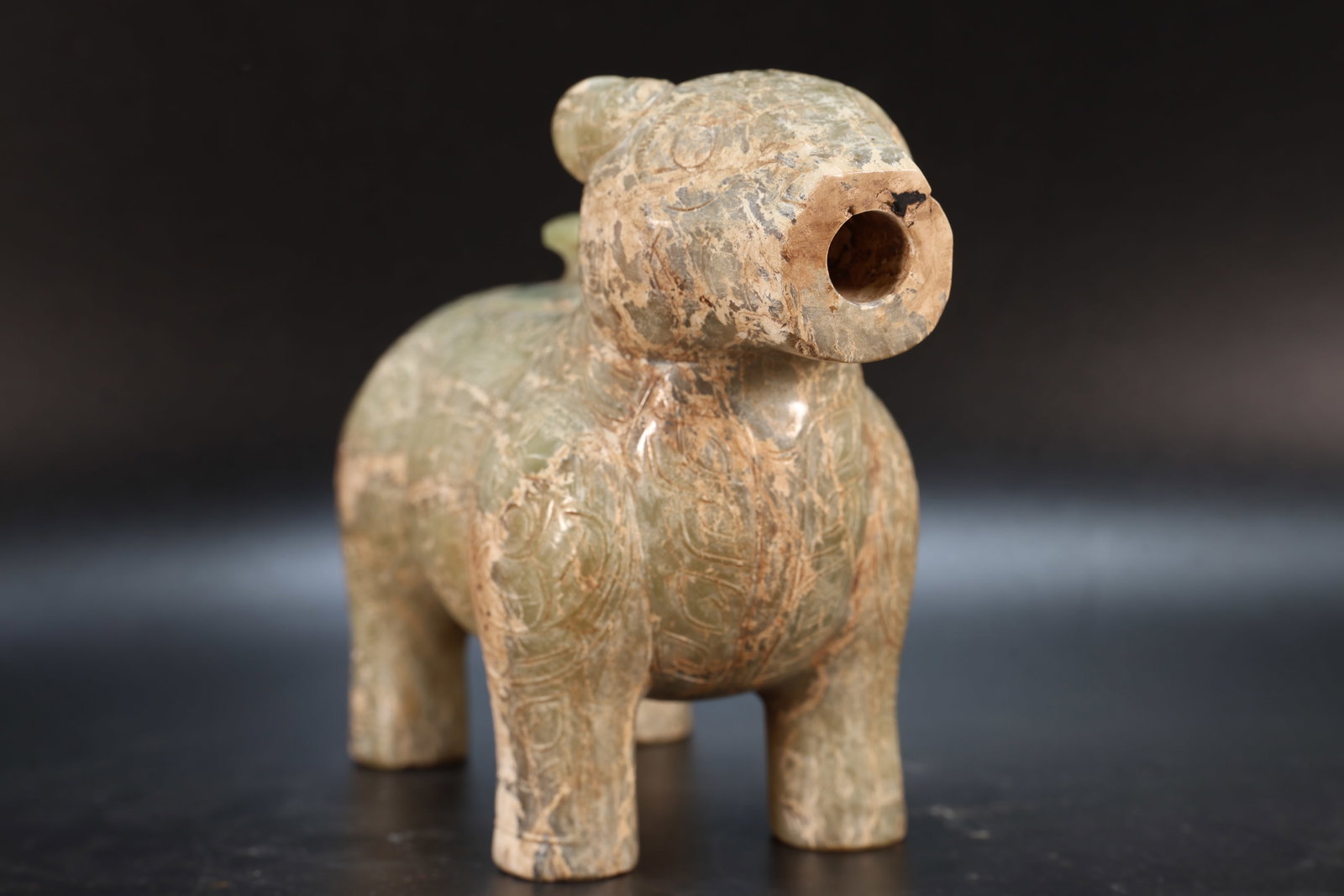 Jade Carved Beast Face Pattern Ram Shape Incense Burner - 6