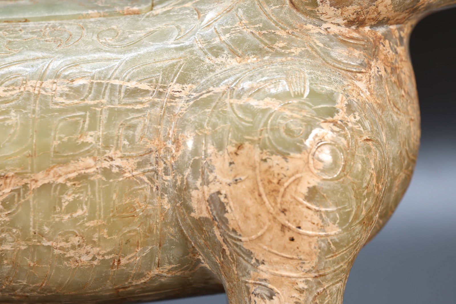 Jade Carved Beast Face Pattern Ram Shape Incense Burner - 9