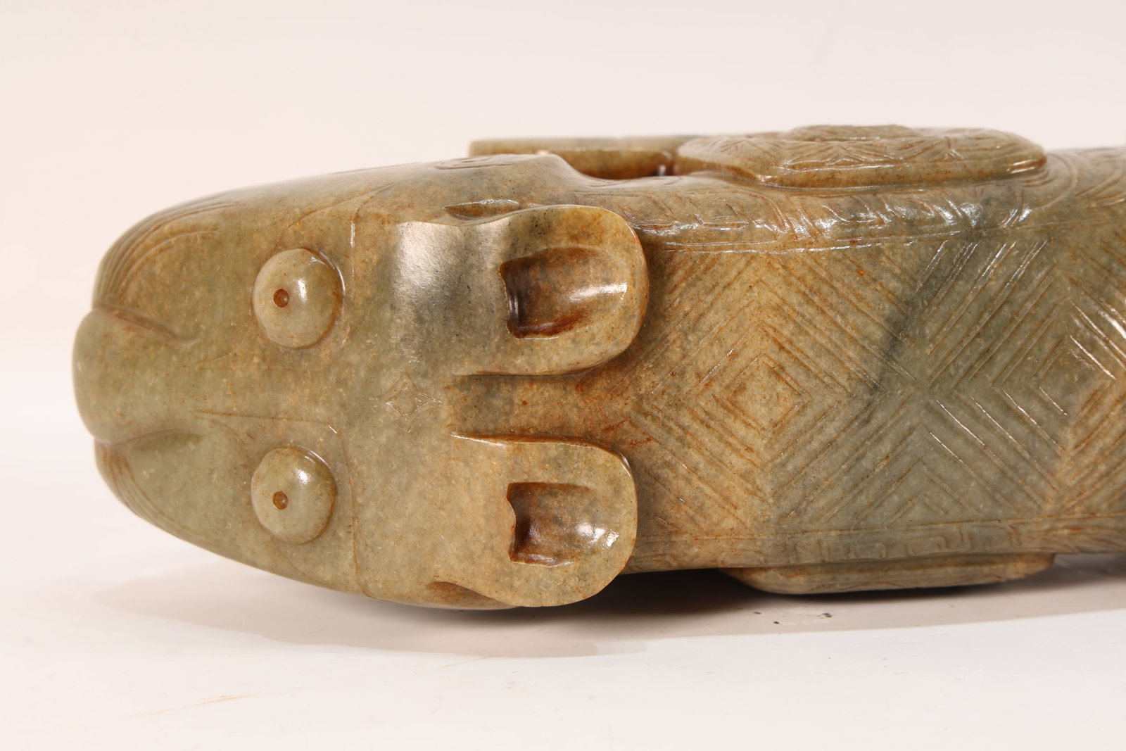 Jade Carved Beast Face Pattern Tiger Shape Figure - 12