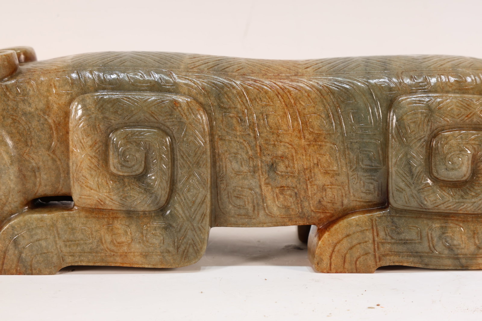 Jade Carved Beast Face Pattern Tiger Shape Figure - 8