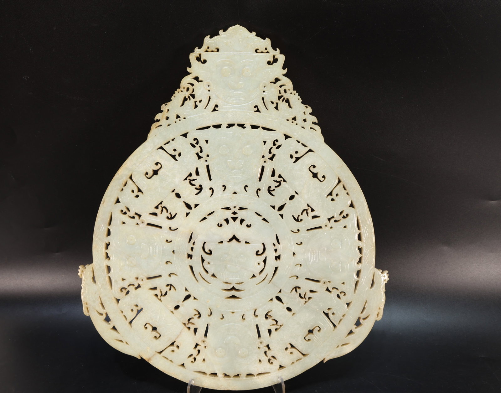 Jade Carved Beast Face and Bird Pattern Bi - 10