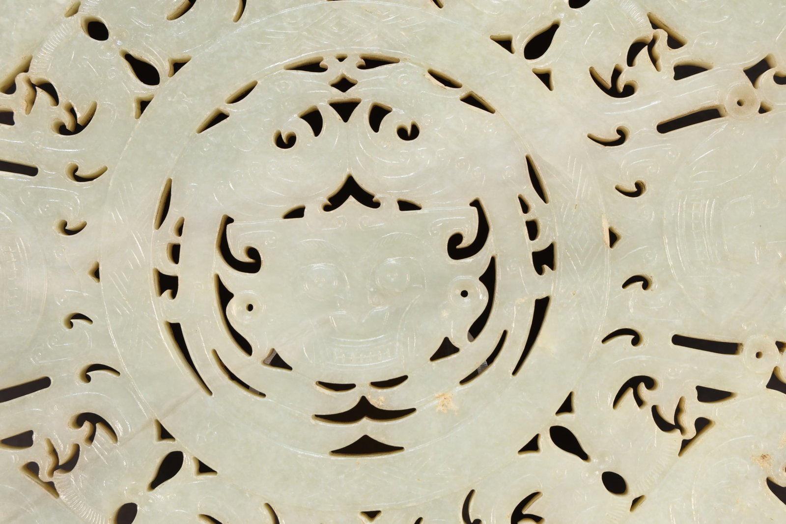 Jade Carved Beast Face and Bird Pattern Bi - 9