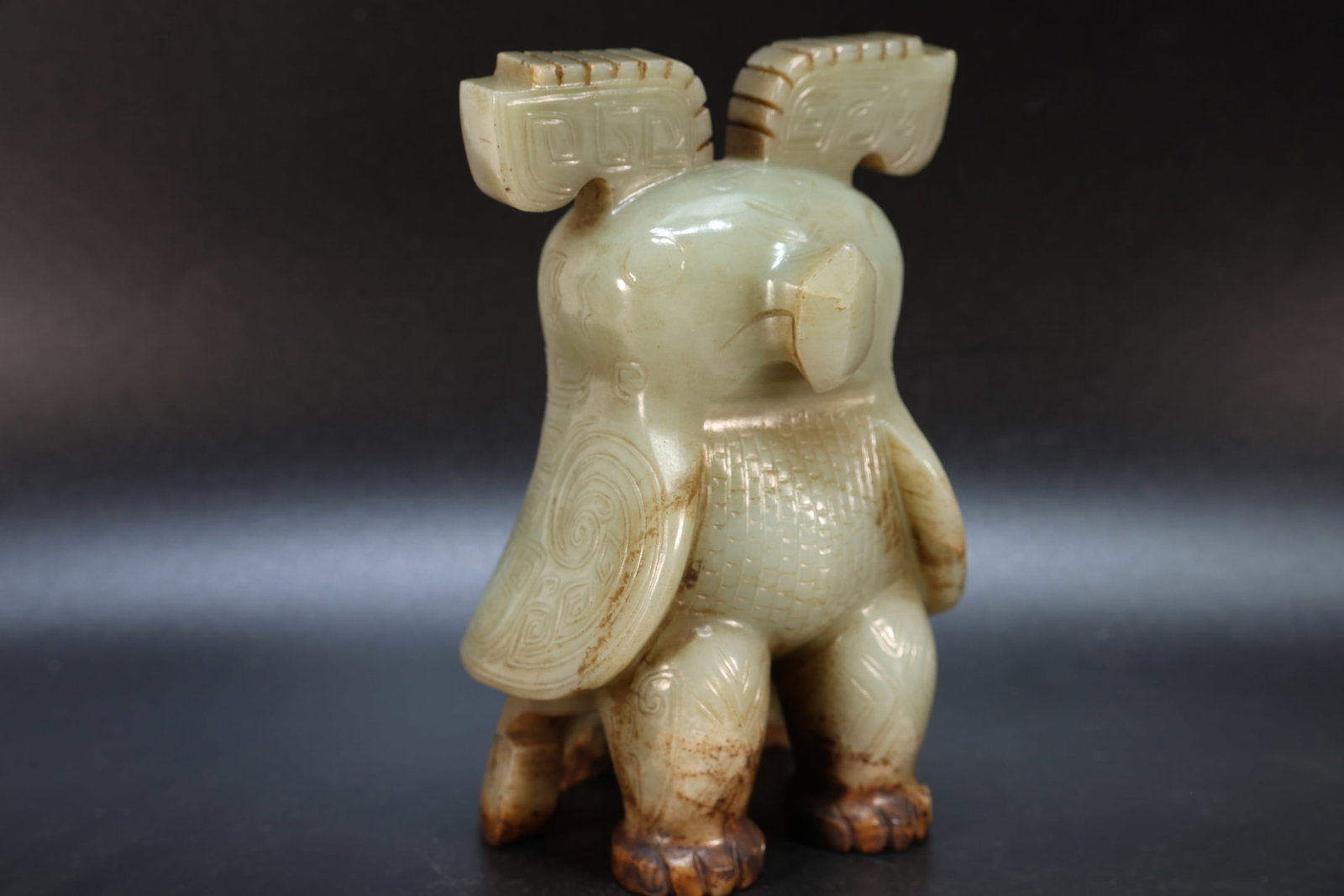 Jade Carved Beast Face Pattern Bird Shape Figure (1 of 14)