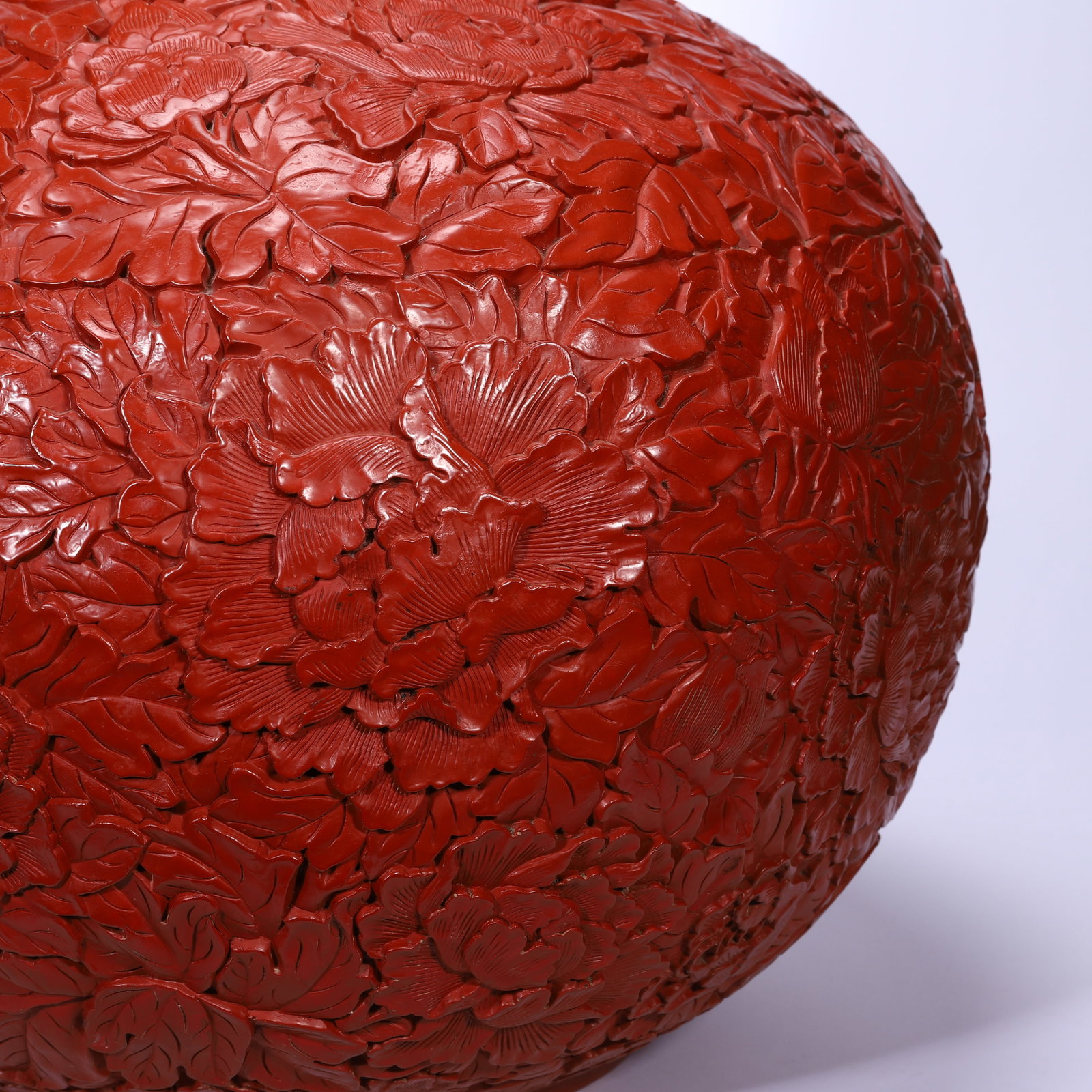 Lacquerware Red Carved Flower Pattern Tianqiu Vase - 7